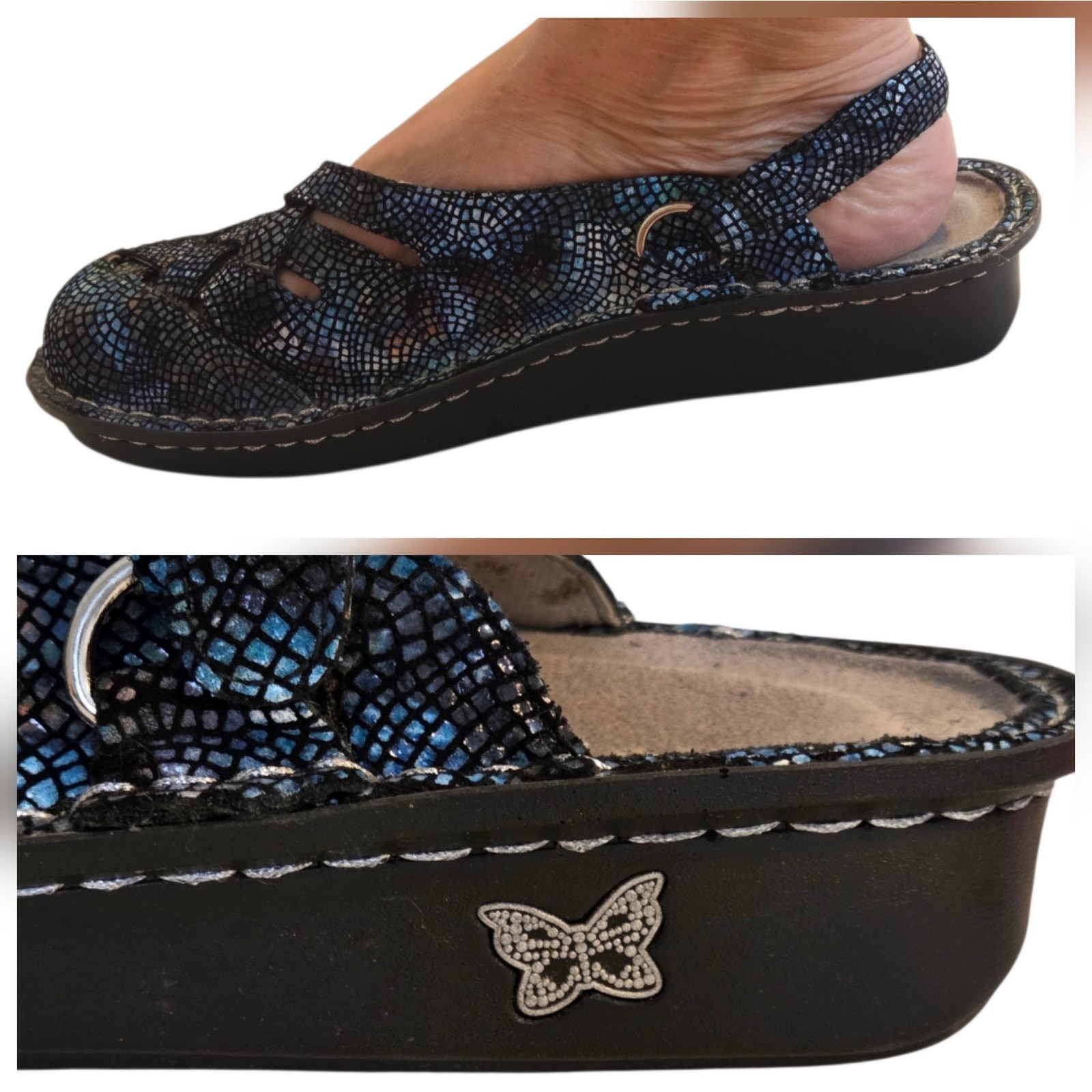 Alegria by PG Lite Freesia Clogs, Sandals, or Mules Metallic Peacock Blue sz 42