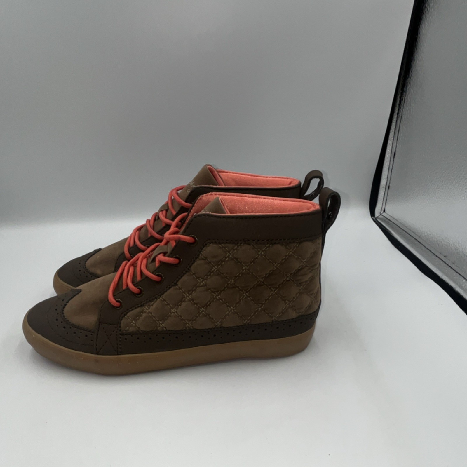 Pastry Women’s Brown/Pink Quilted High-Top Lace-Up Sneakers US 7.5 EU 38.5