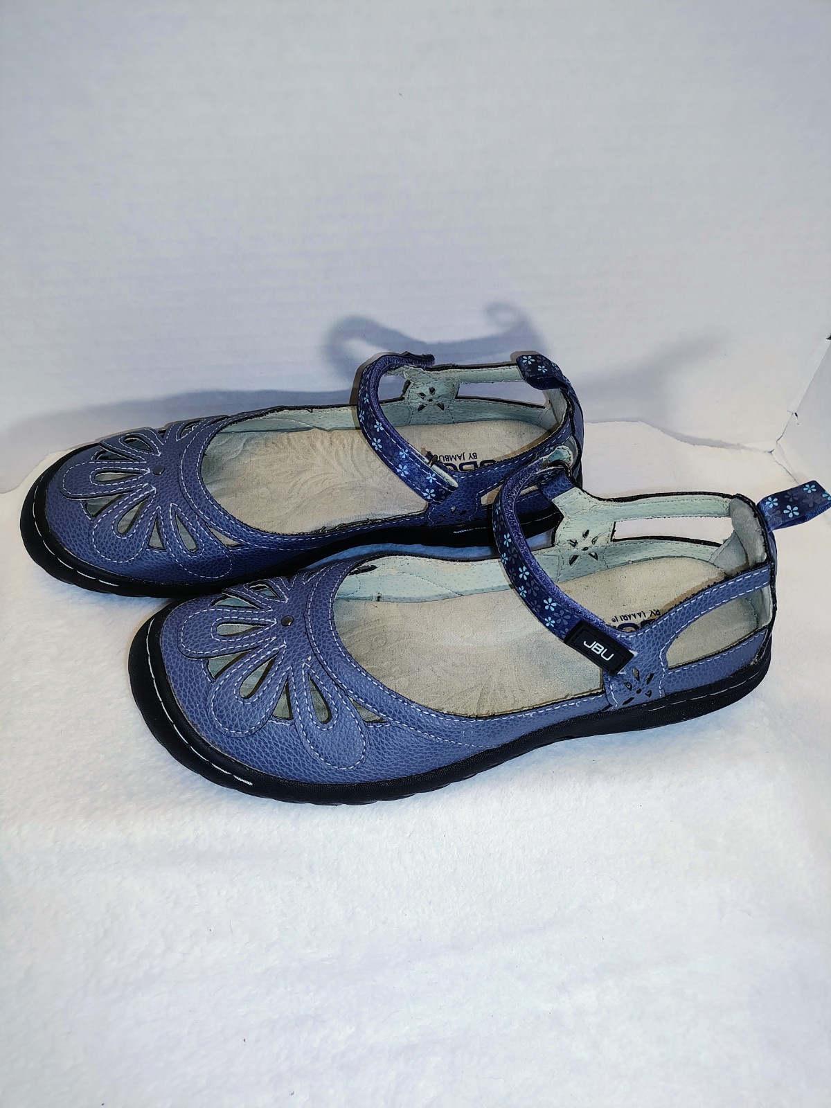 JBU Wildflower Encore Blue Floral Mary Jane Flats Memory Foam Women’s 7M