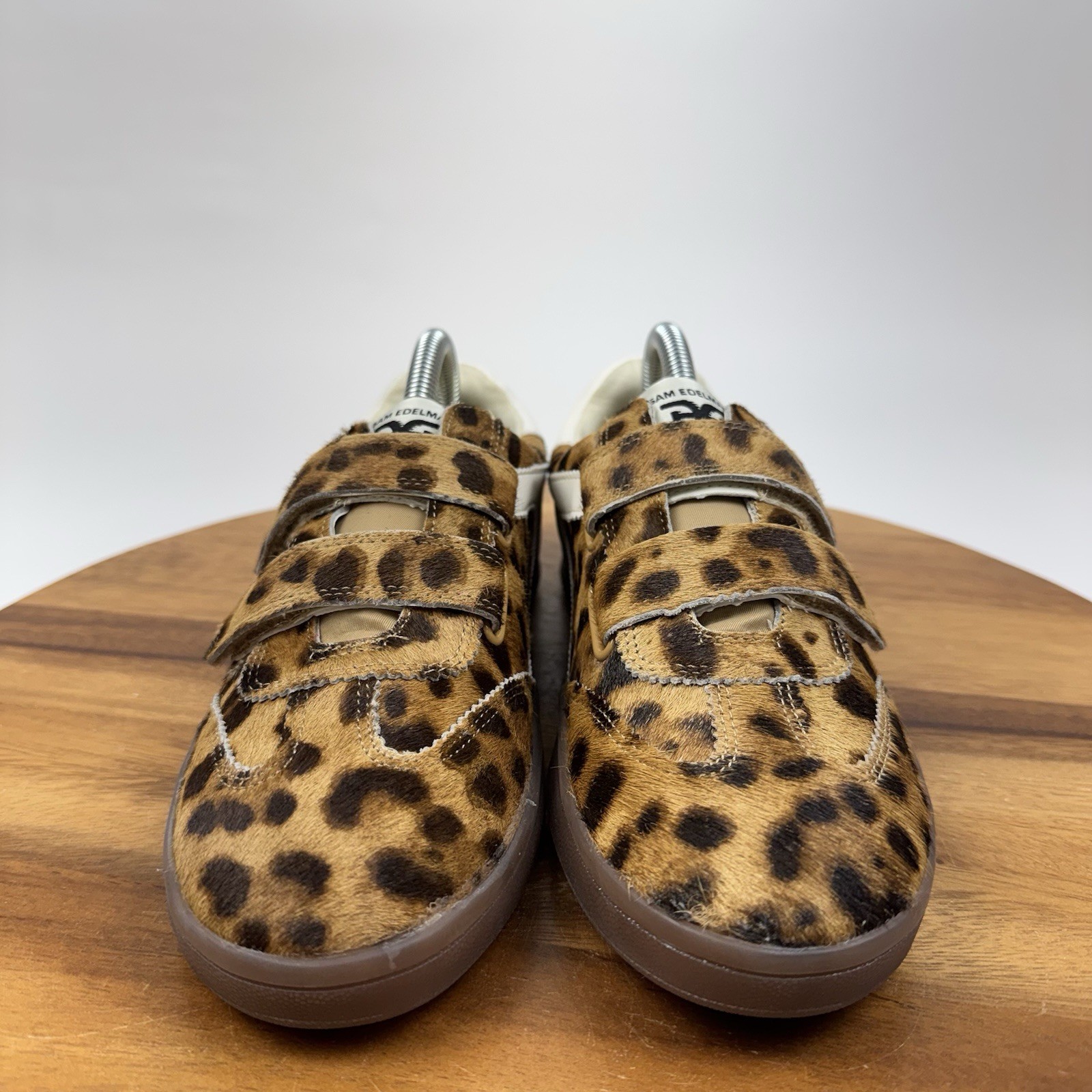 Womens Sam Edelman Talia Tan Faux Fur Spotted Casual Sneakers Shoes Size 8.5 M