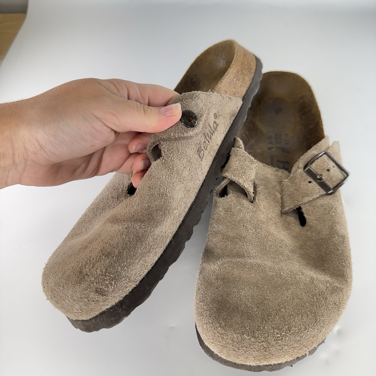 Birkenstock Betula Boston Clogs Beige Taupe Suede Leather Euro 41 US Women’s