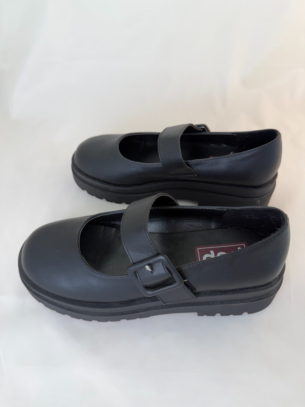 POP MaryJane Black Platform Shoes Women’s 8.5M Hook & Loop Closure Goth Grunge