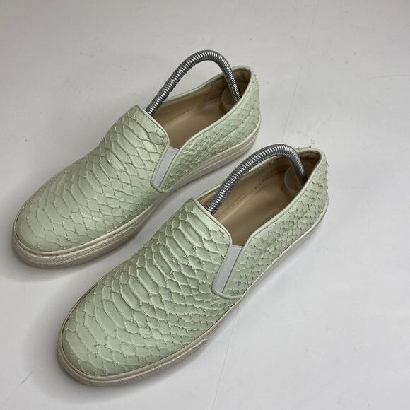 Zara Woman Textured Slip-On Sneakers In Pastel Green Size 40