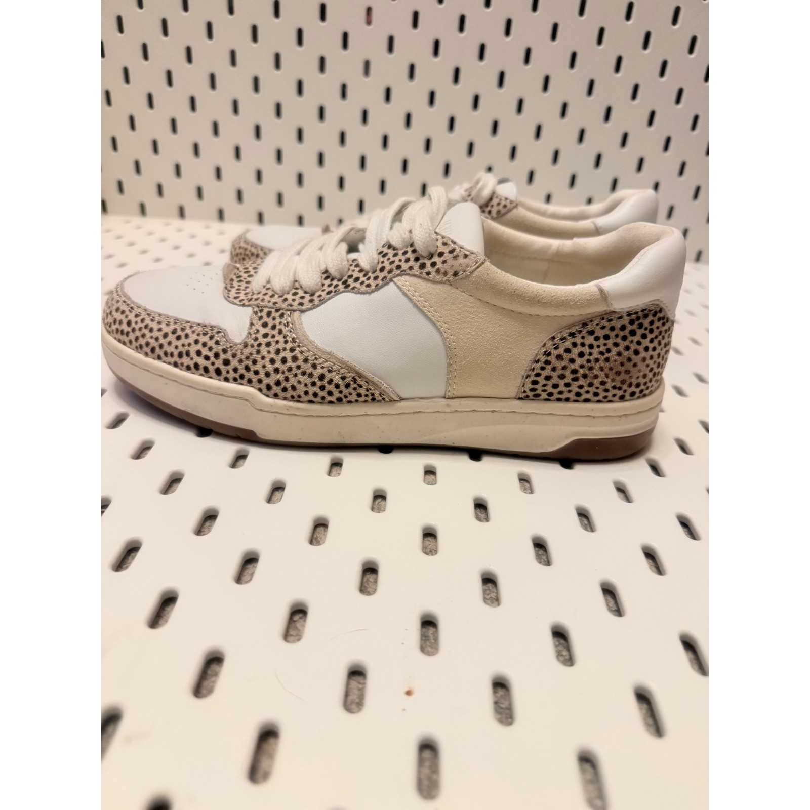 Madewell Court Spotted Calf Hair Sneakers Womens 8 Beige White MD783