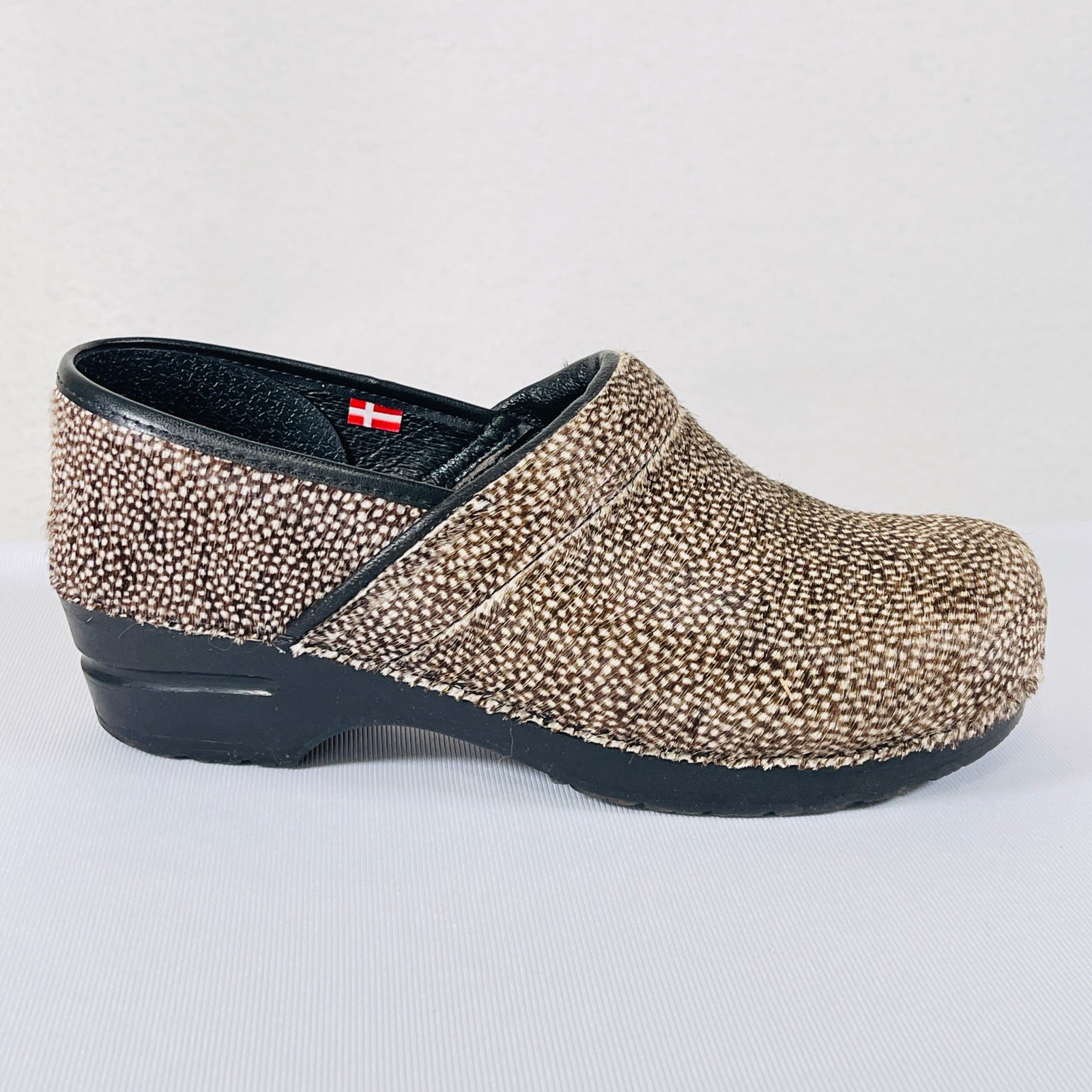 Santia Comfort Clogs Women’s EU 40 US 9.5-10 Brown White Spotted Calf Hair