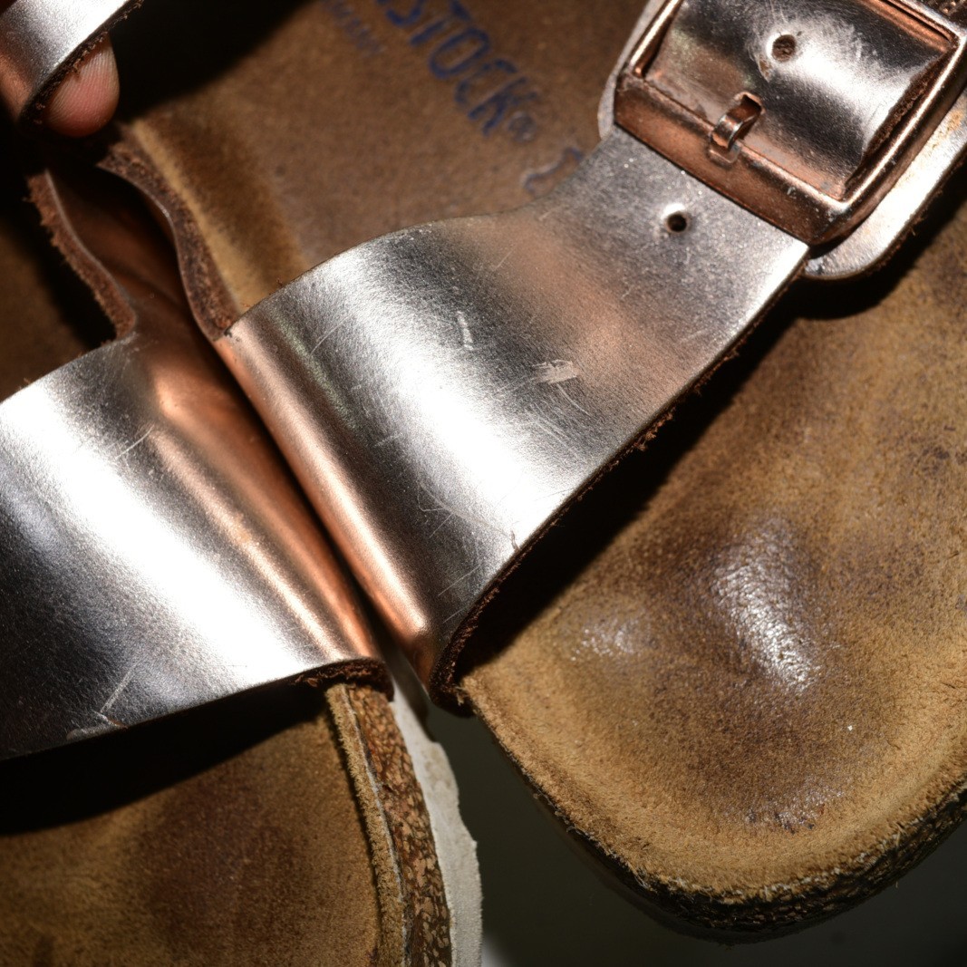 Birkenstock Arizona Leather Metallic Rose Gold Soft Women 41 N