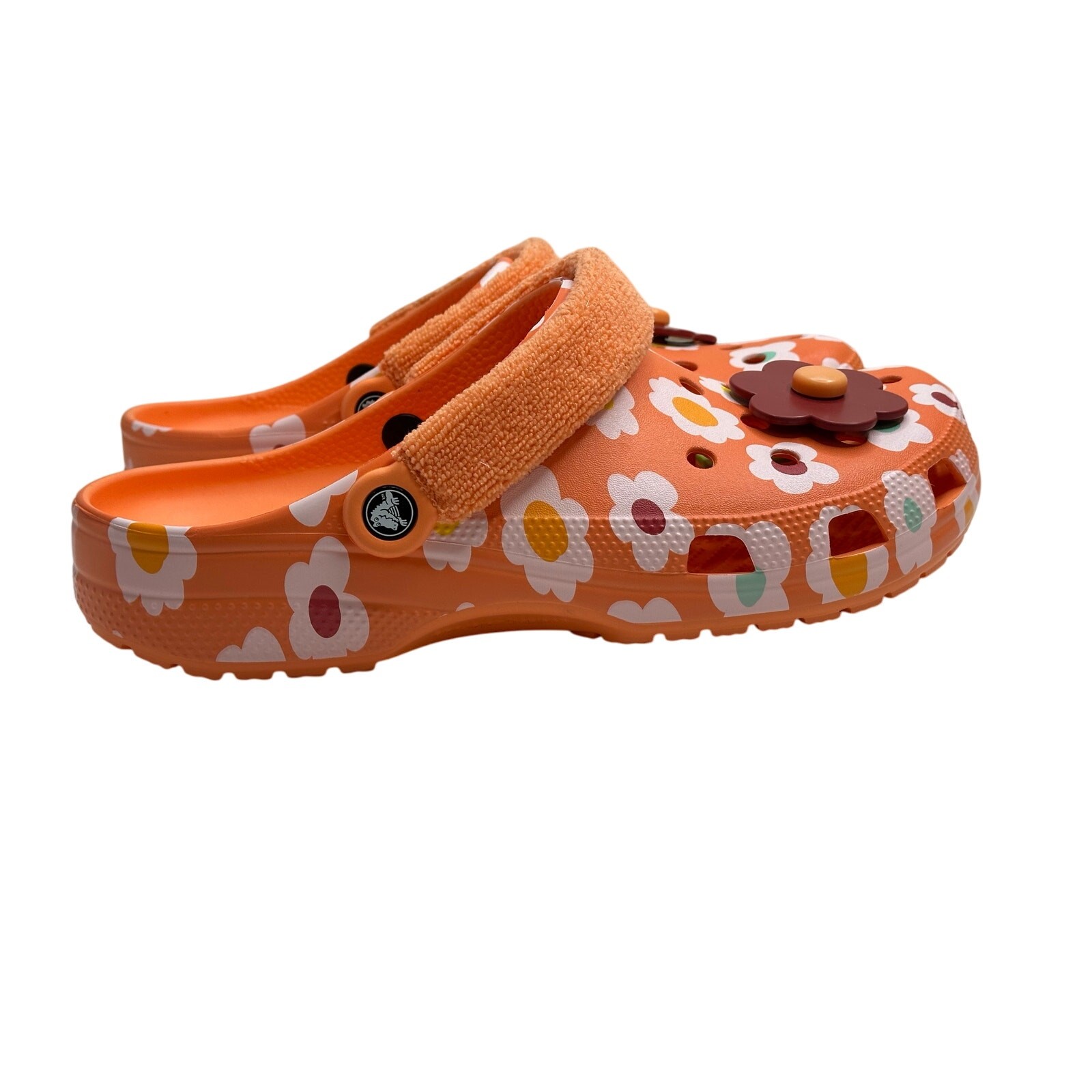 Crocs Zen Garden Sensory Classic Terry Cloth Clogs Orange M 12 W 14 NWT