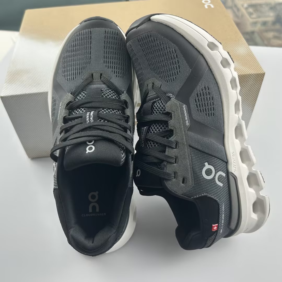 On Cloudrunner 2 Women’s Eclipse Black Lace Up Breathable Running Shoes US 6-9.5