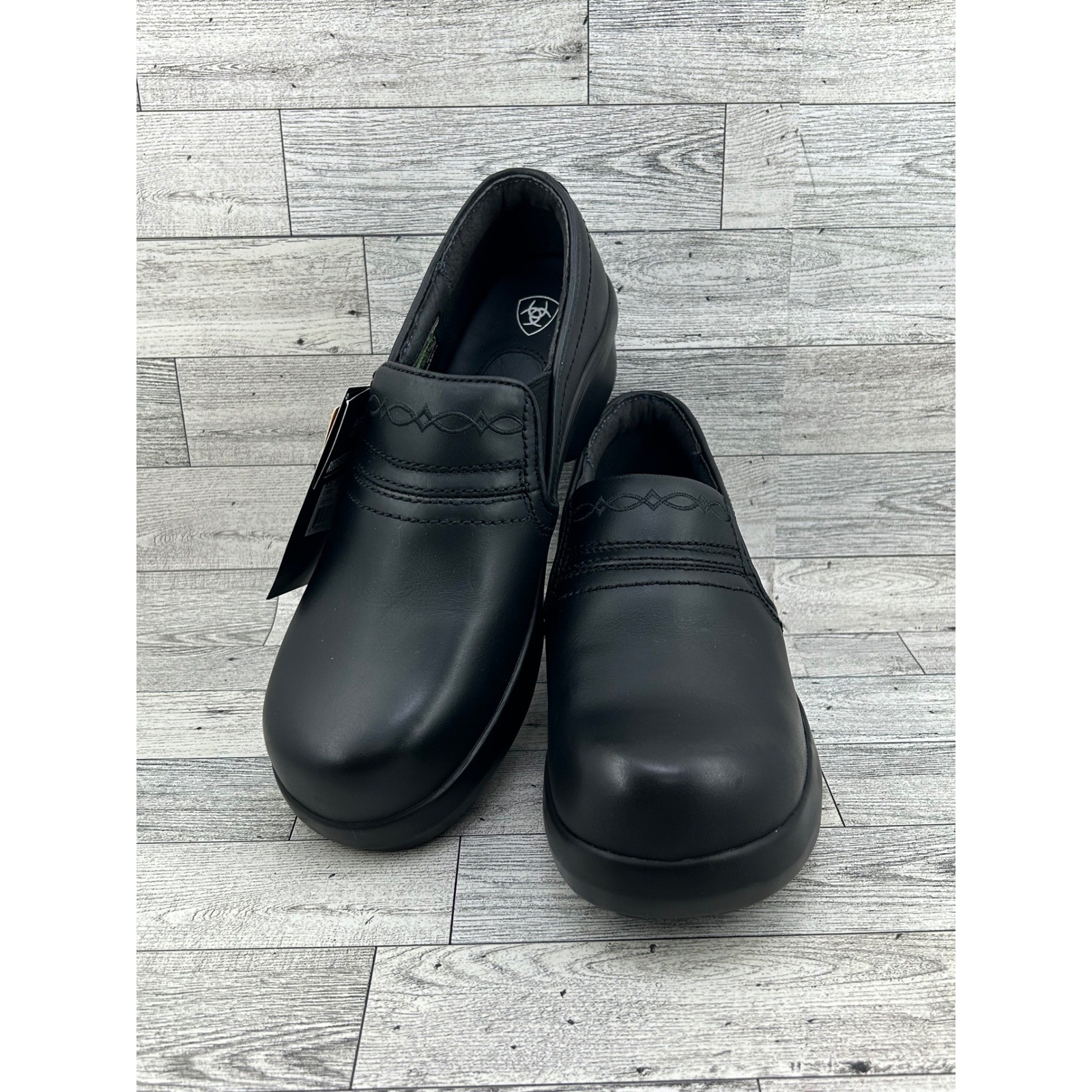 Ariat Safety Clog Women SD Composite Toe Black Leather Work Shoes 10011976 8.5C
