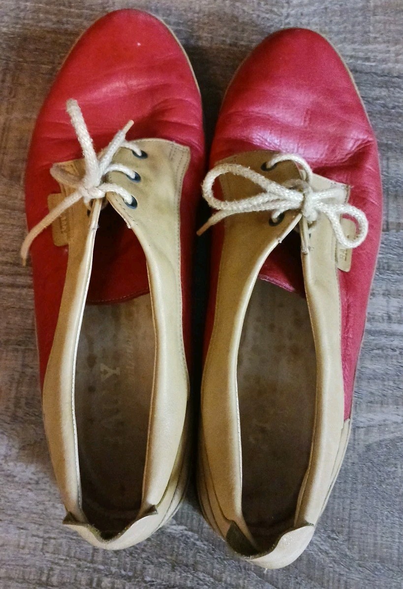 Women’s Vintage BALLY Red & Brown Leather Lace-Up Shoes Size 9.5