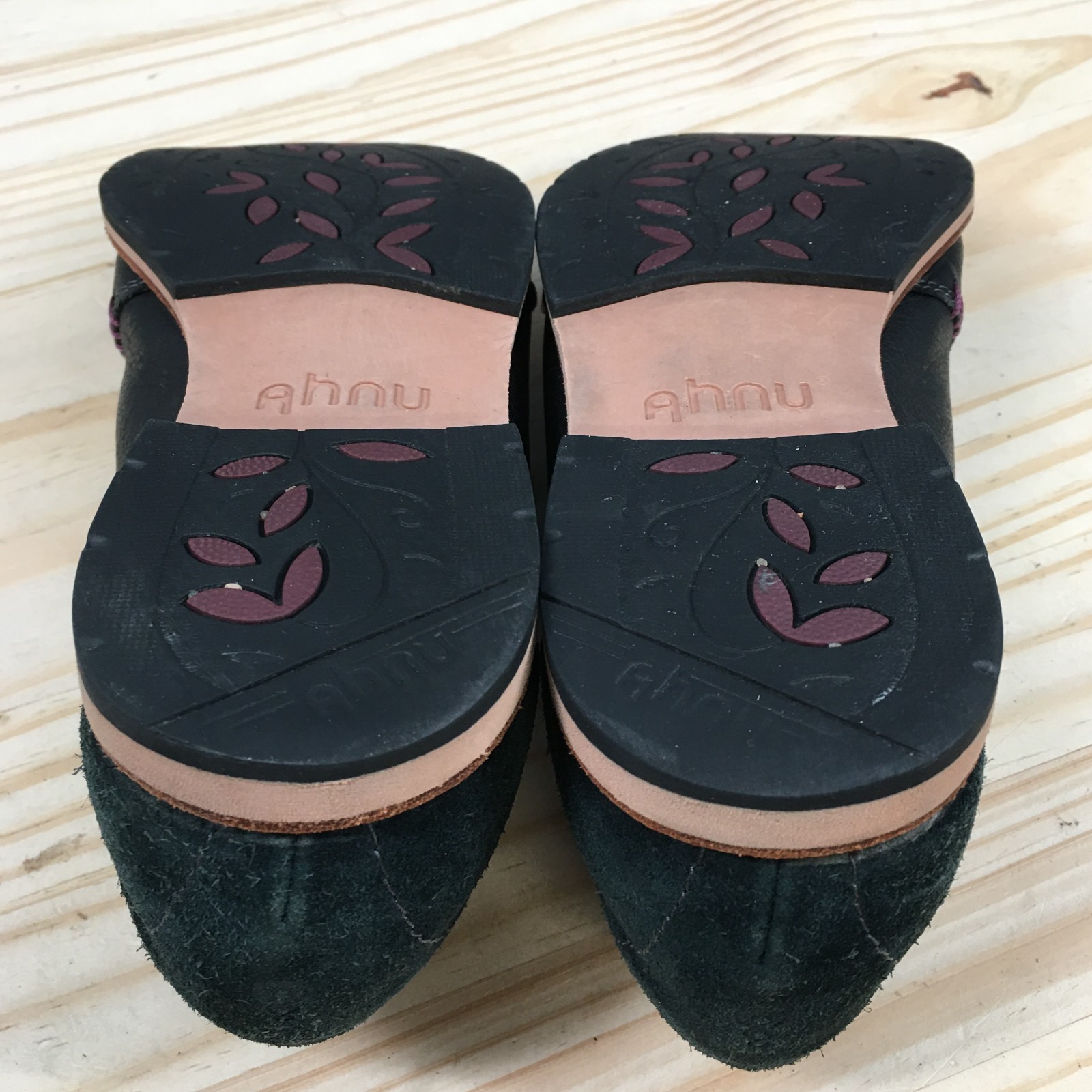 Ahnu Emery Oxford Womens 8 Black Leather Casual Lace Up Comfort Shoes Suede Trim