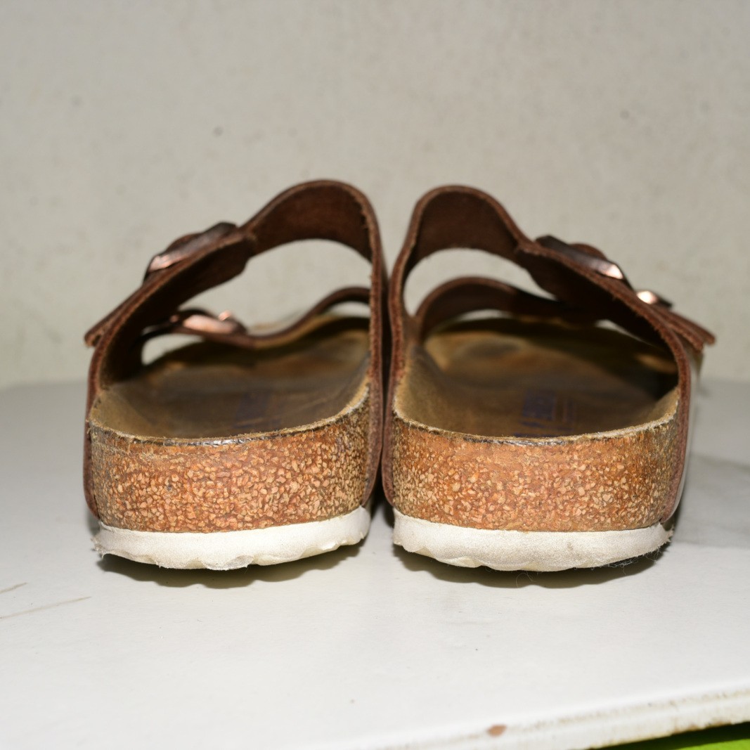 Birkenstock Arizona Leather Metallic Rose Gold Soft Women 41 N