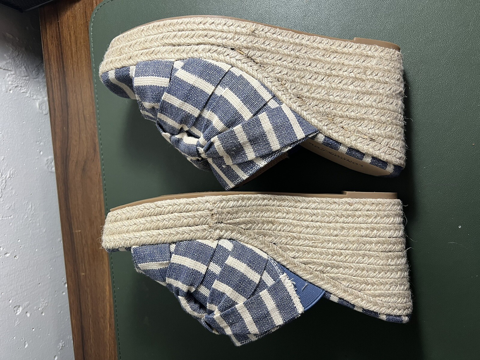 LONDON FOG Womens Heidi Espadrille Wedge Sandals w/ Knotty Bow Detail Size 9.5M