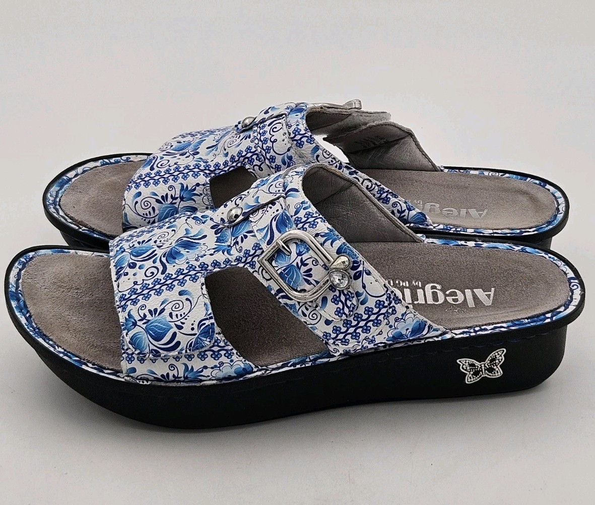 Alegria PEG-452 Mary Jane 38 Sandals Blue White