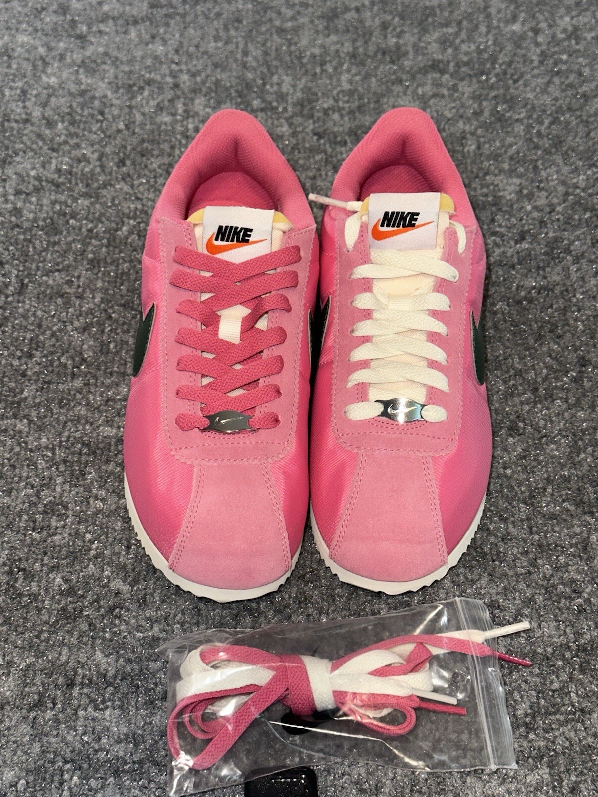 Nike Cortez Pink/Black/White Low Top Lace Up Womens Sneaker w/ Extra Laces