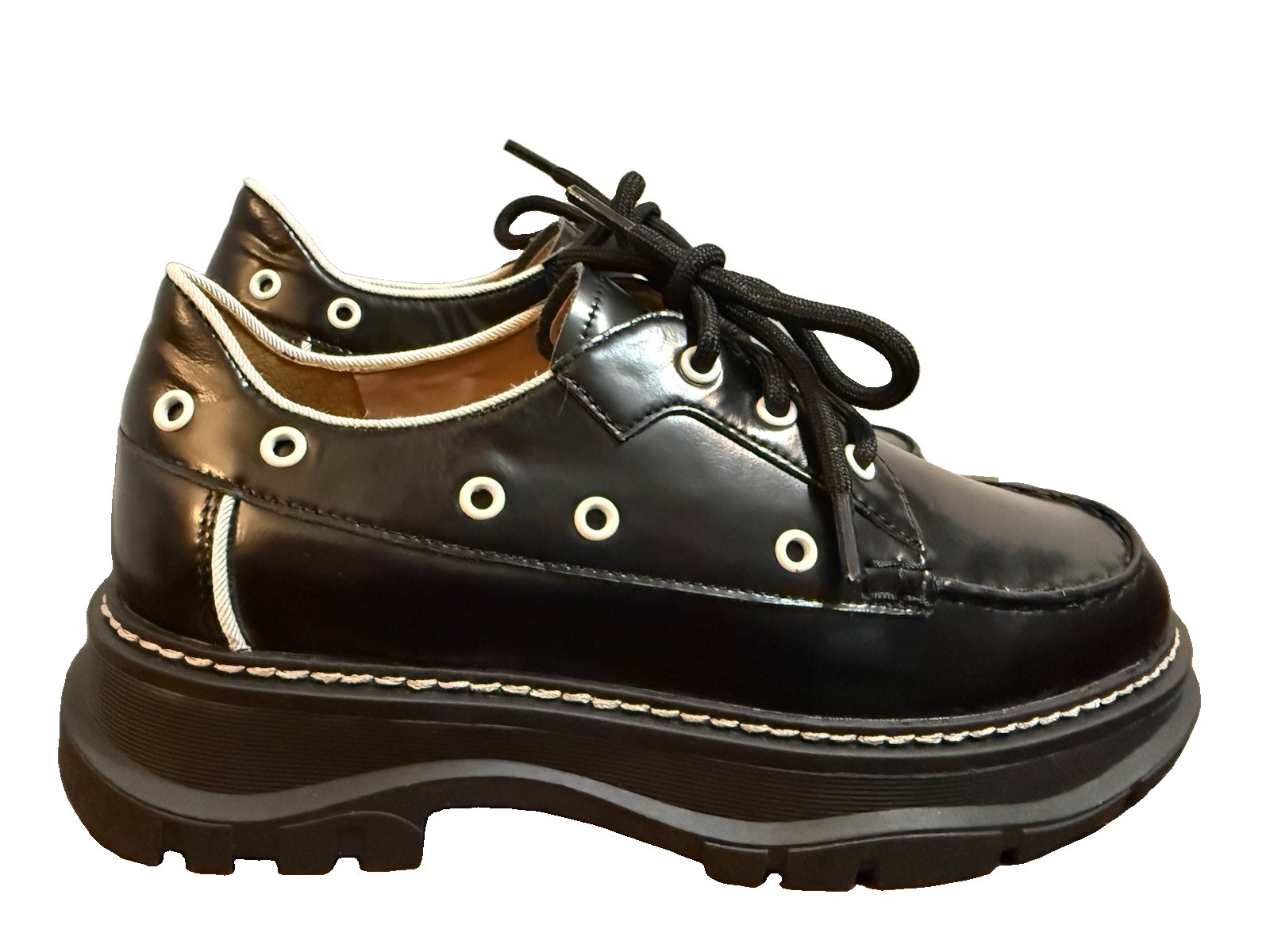Super CUTE! Linea Paolo Black Patent Leather Oxford Lace-Up Women’s Shoes US 5