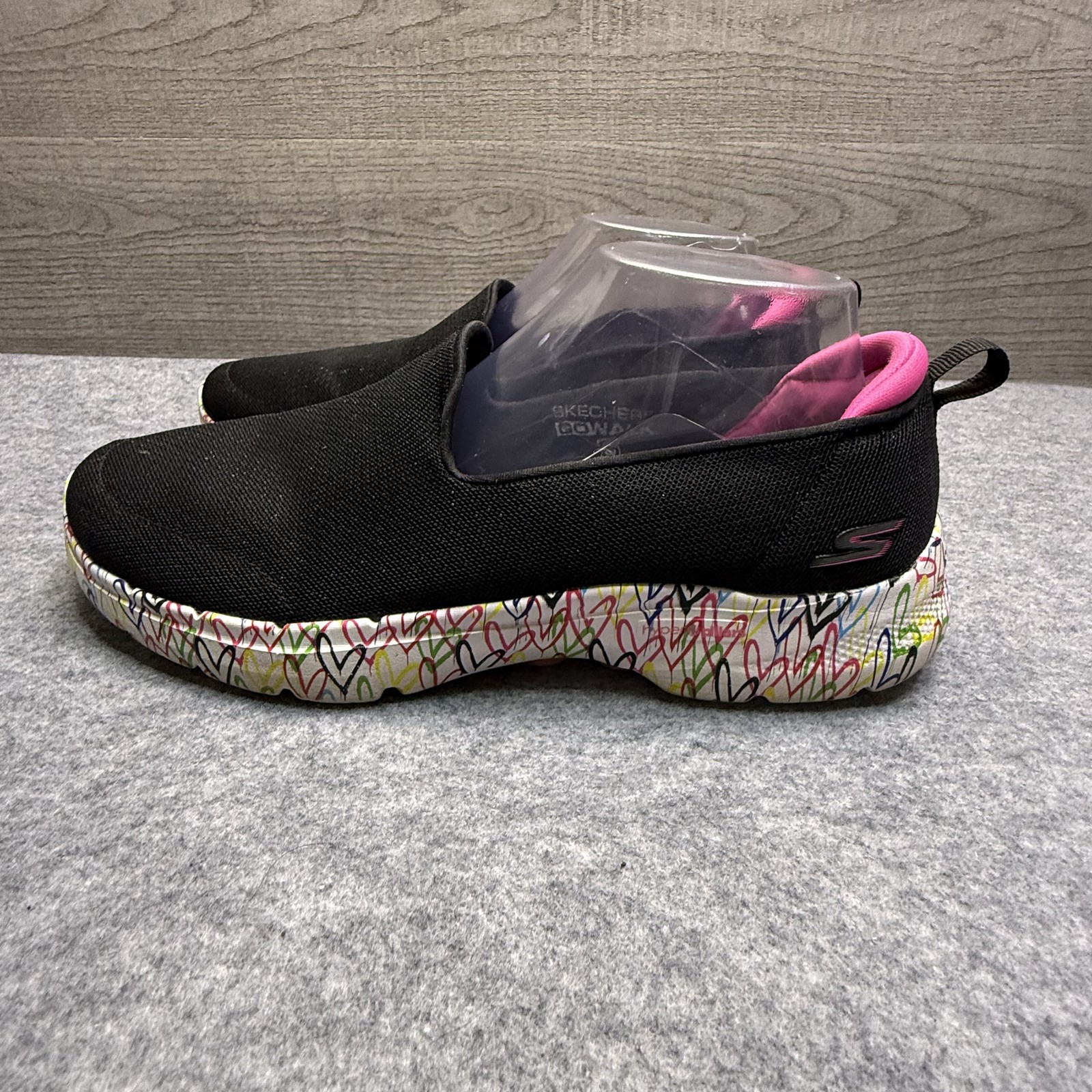 Skechers GO WALK Womens 11 Black Multi-Color Slip-On Comfort Walking Shoes