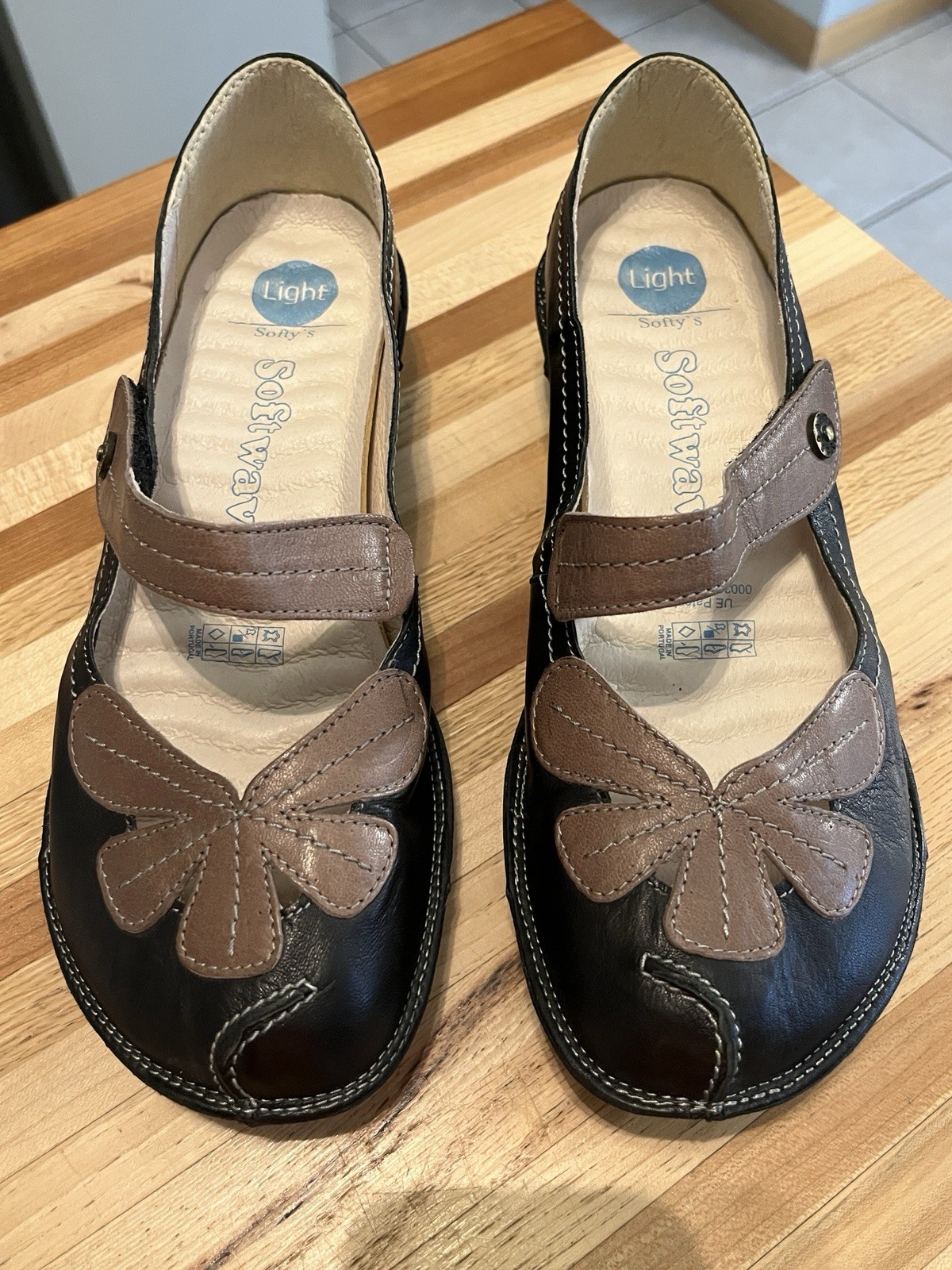 Softwaves Softy’s Light Mary Jane Leather Flower Platform PumpShoes Womens 7 38