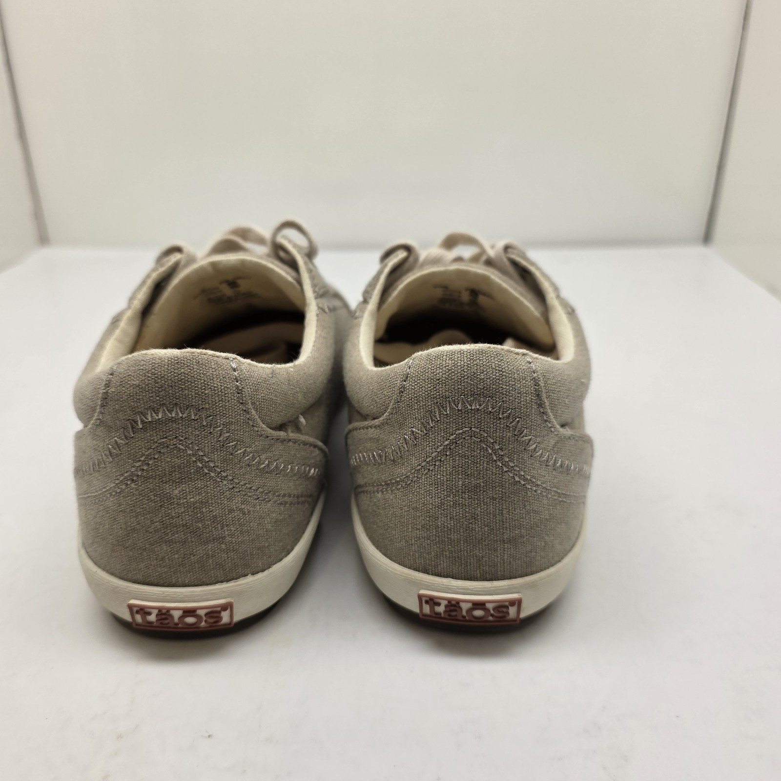 Taos Shoes Womens Star Tan Khaki Wash Canvas Comfort Sneakers Size 6.5 W Wide