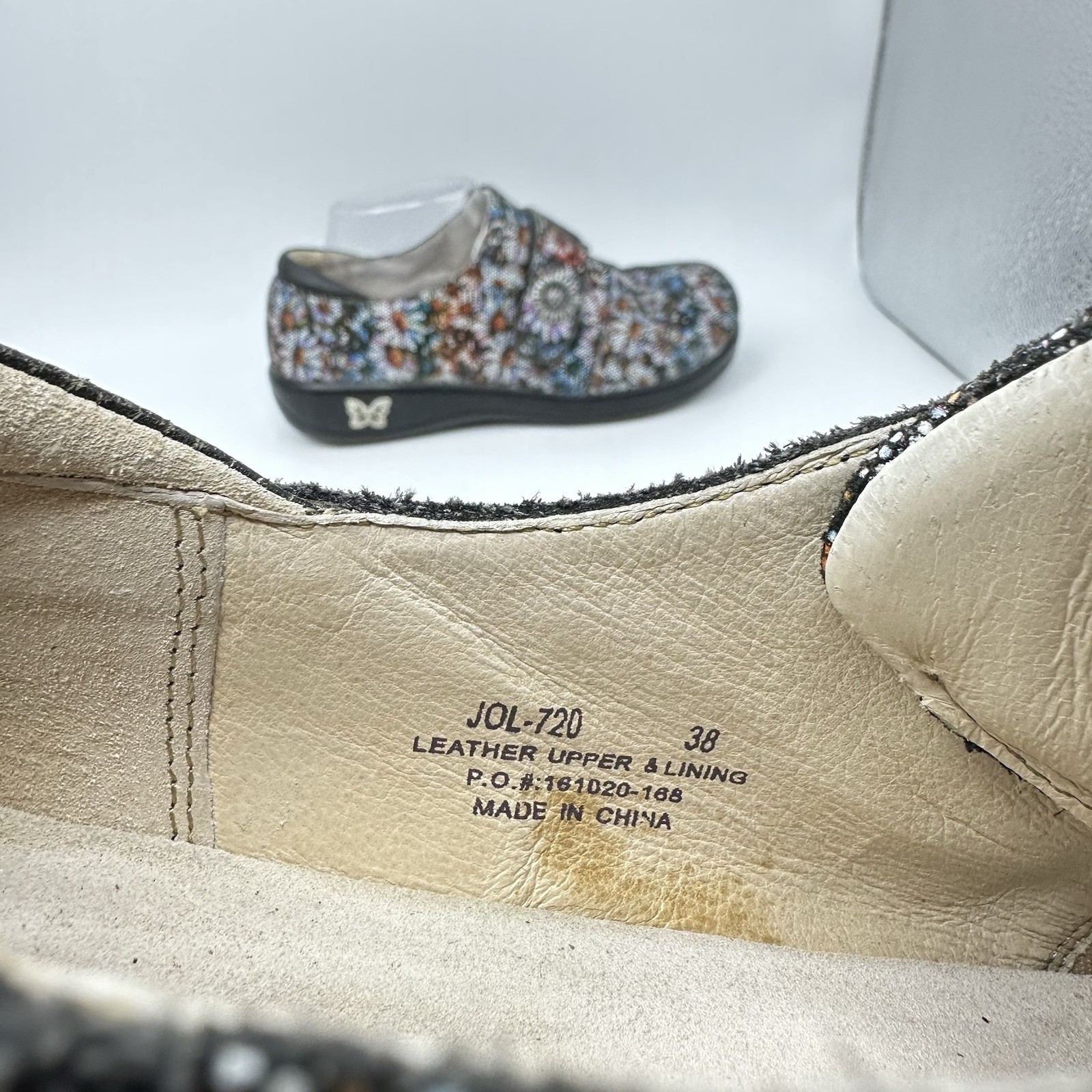 Alegria Joleen Women 8-8.5 EUR 38 Floral Print Hook Loop Cork Footbed Shoe
