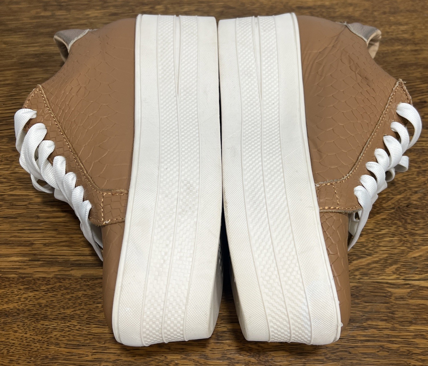 PMK Argentina Women Leather Platform Sneakers Brown Textured Sz 8 MSRP $175 Lug
