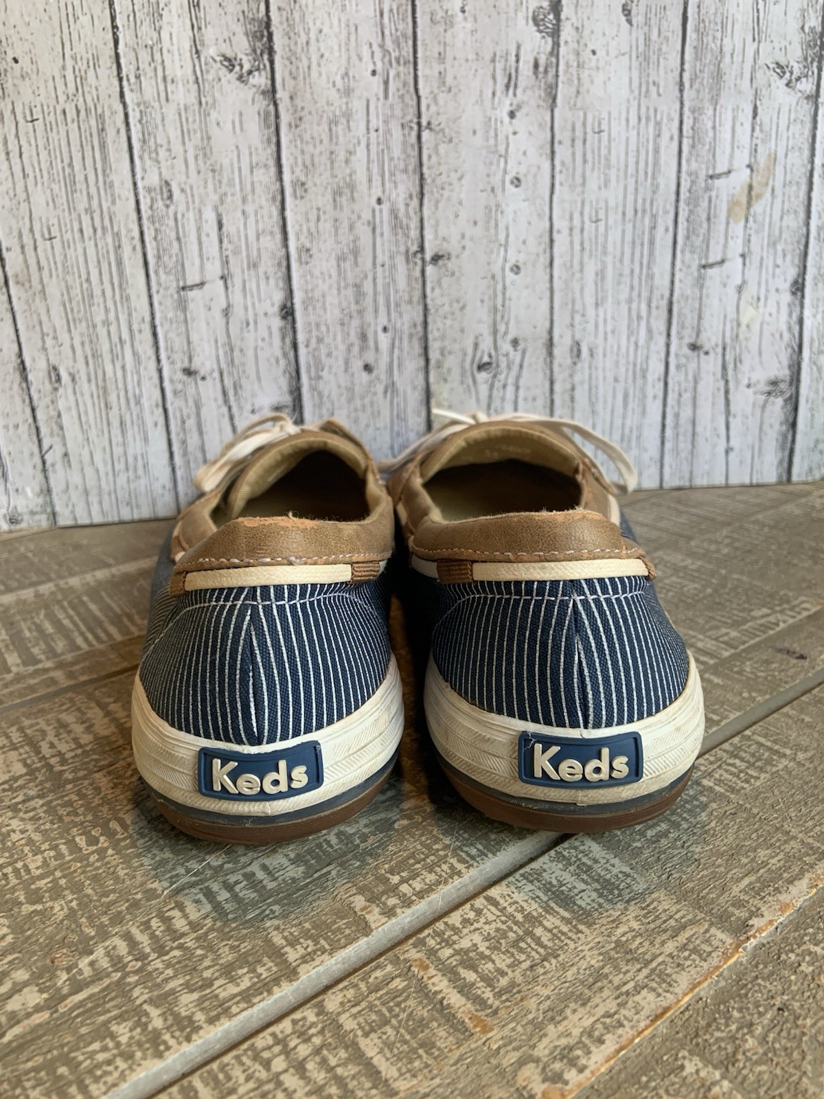 KEDS Charter Stripe Slip On Boat Shoes Women’s Size 8 Navy Blue White