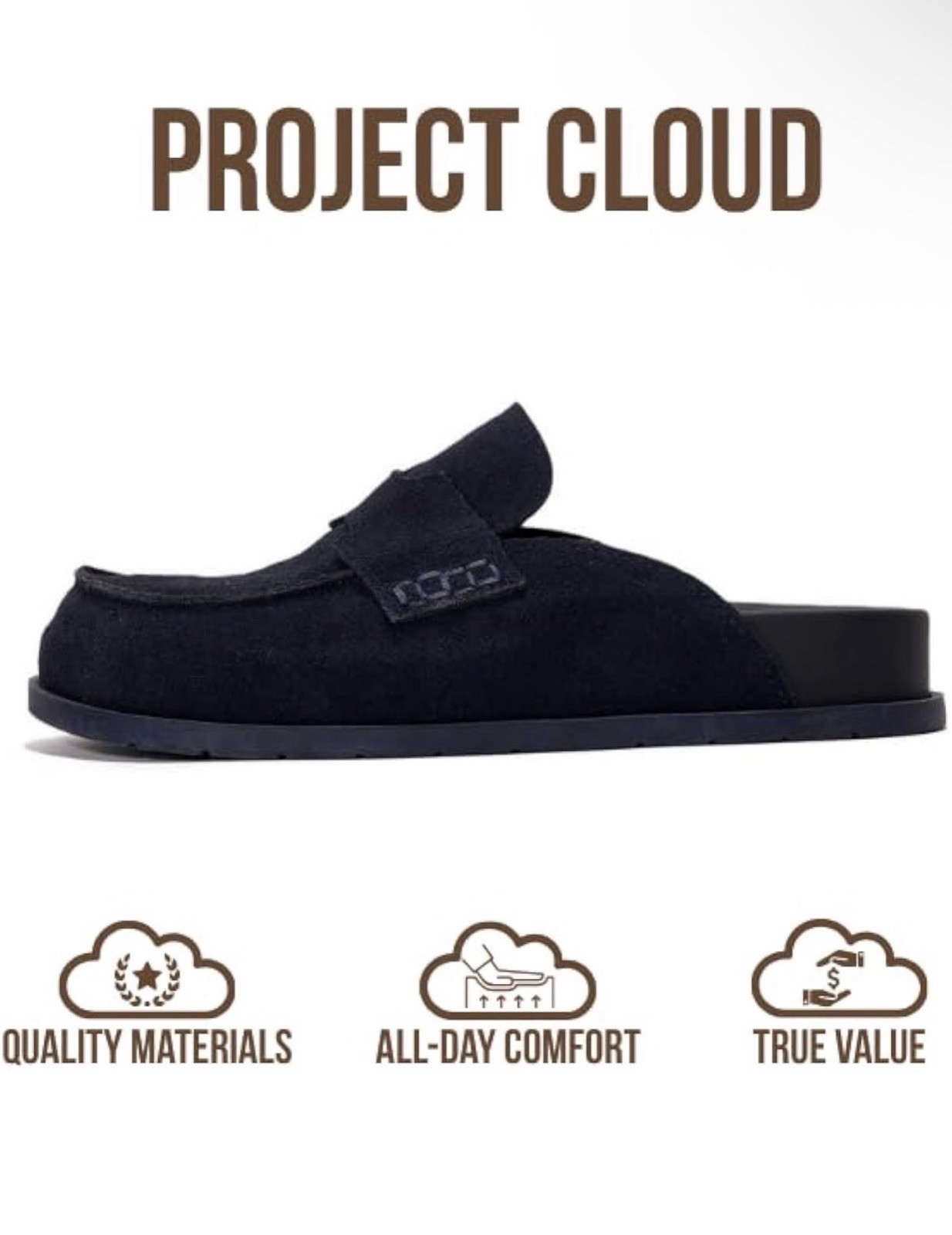 Project Cloud 100 Genuine Leather Womens Clog – Memory Foam Midnight -SIZE 9