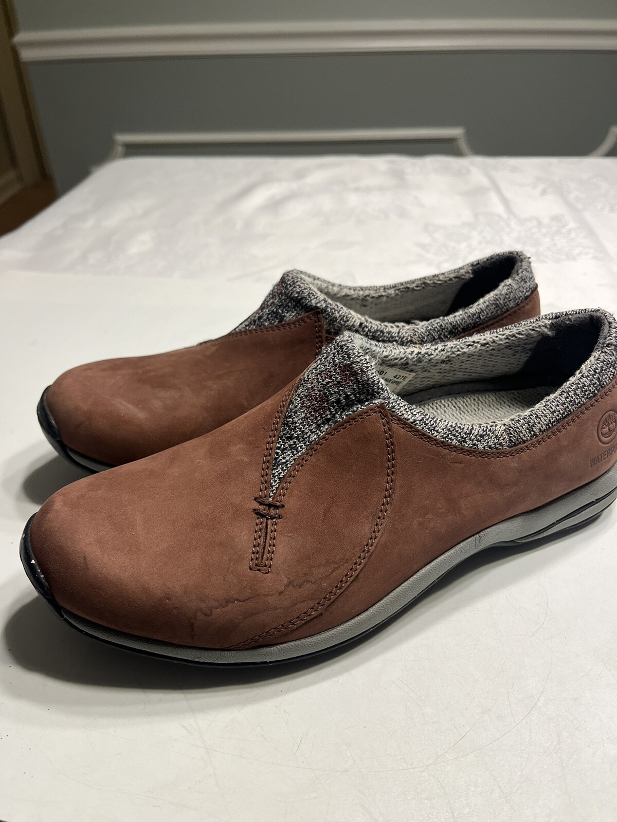 Timberland Smartwool Brown Leather Waterproof Vibram Ecostep Slip On Shoes 7.5M