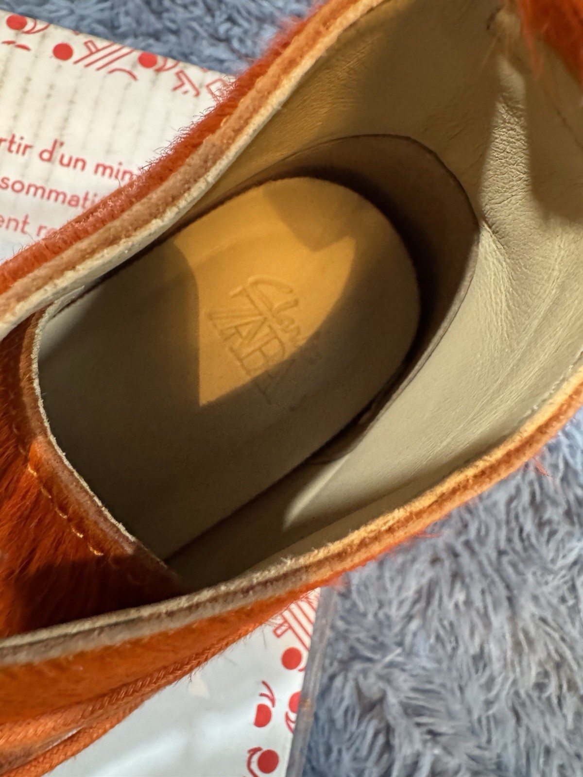 Preowned Clarks x Zara Cow Hair Ankle Desert Boots in Orange Size 38