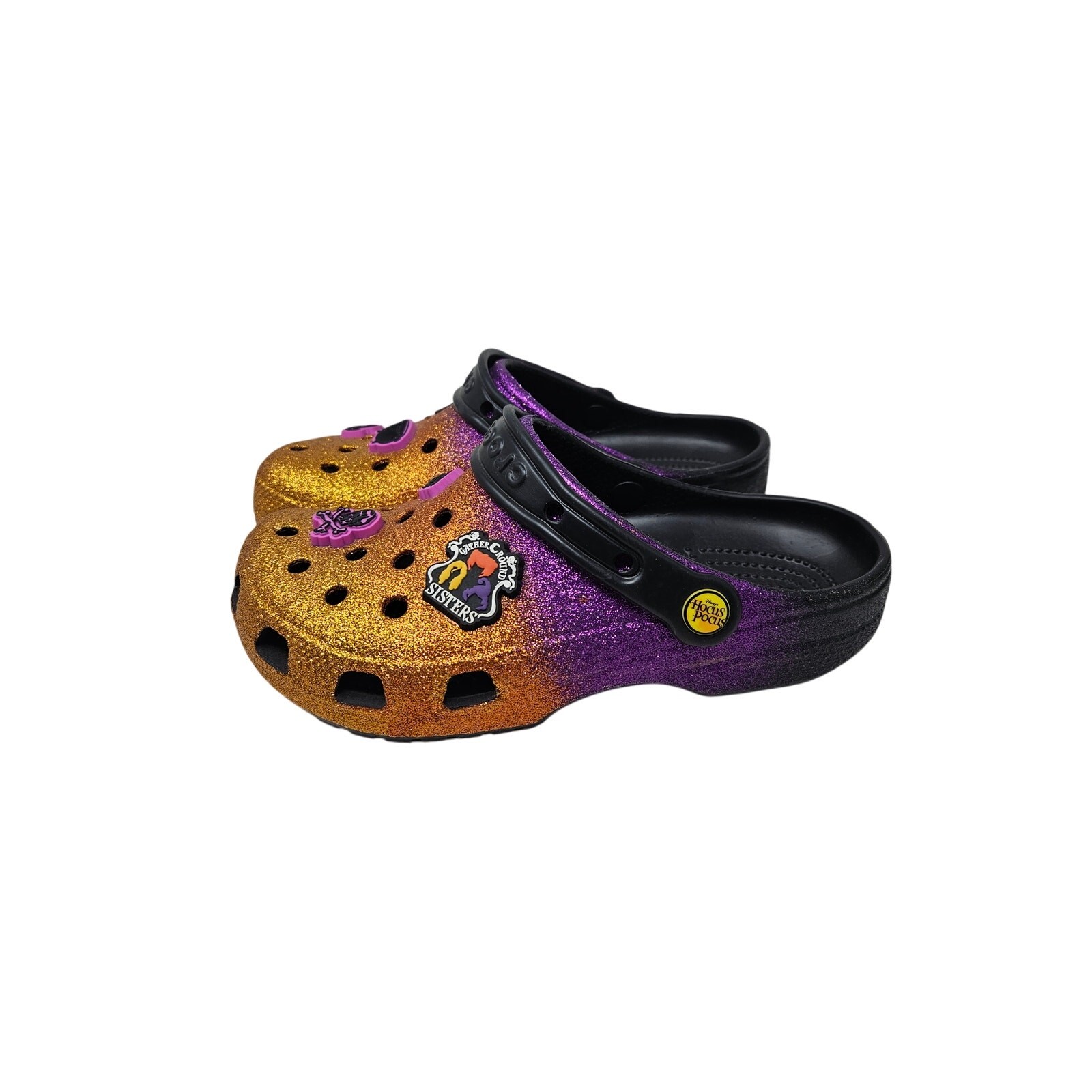 NEW Crocs 7 Hocus Pocus Glitter Clog Jibbetz Halloween Witch Casual Comfort