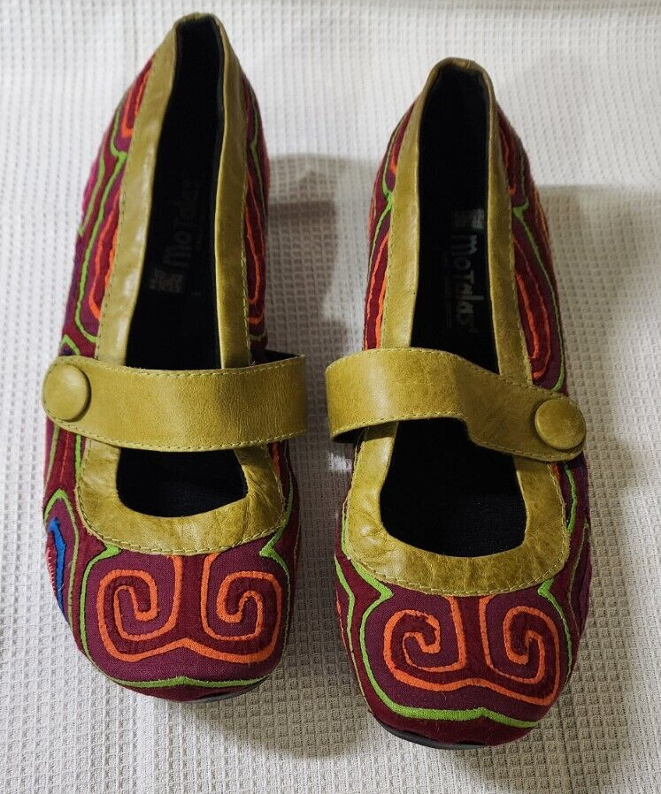 Motalas Mola Mary Jane Shoes Sz. 37 6.5 Colorful Handmade Columbia Boho