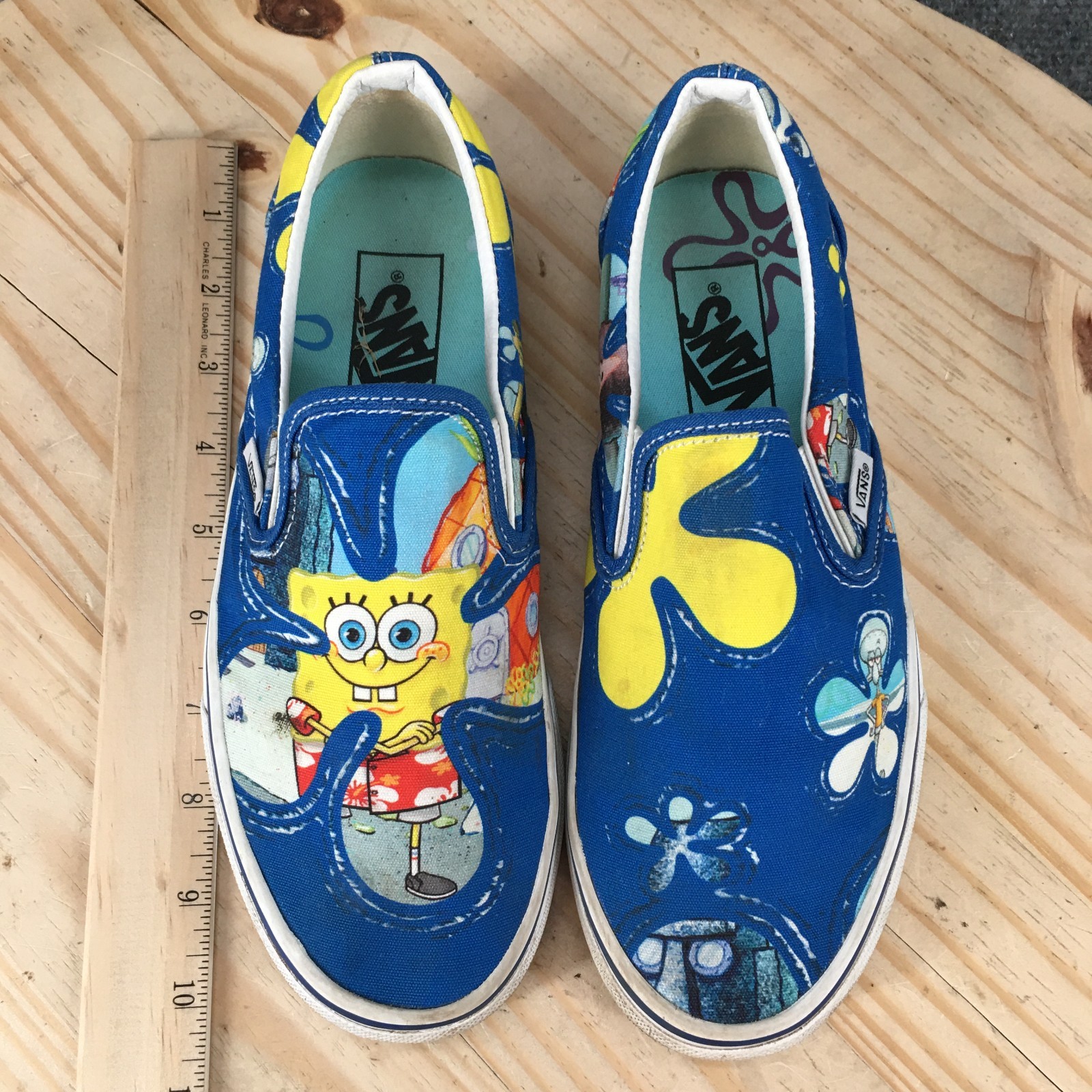 Vans Shoes Mens 5.5 Womens 7 SpongeBob SquarePants Slip On Sneakers Blue Multi