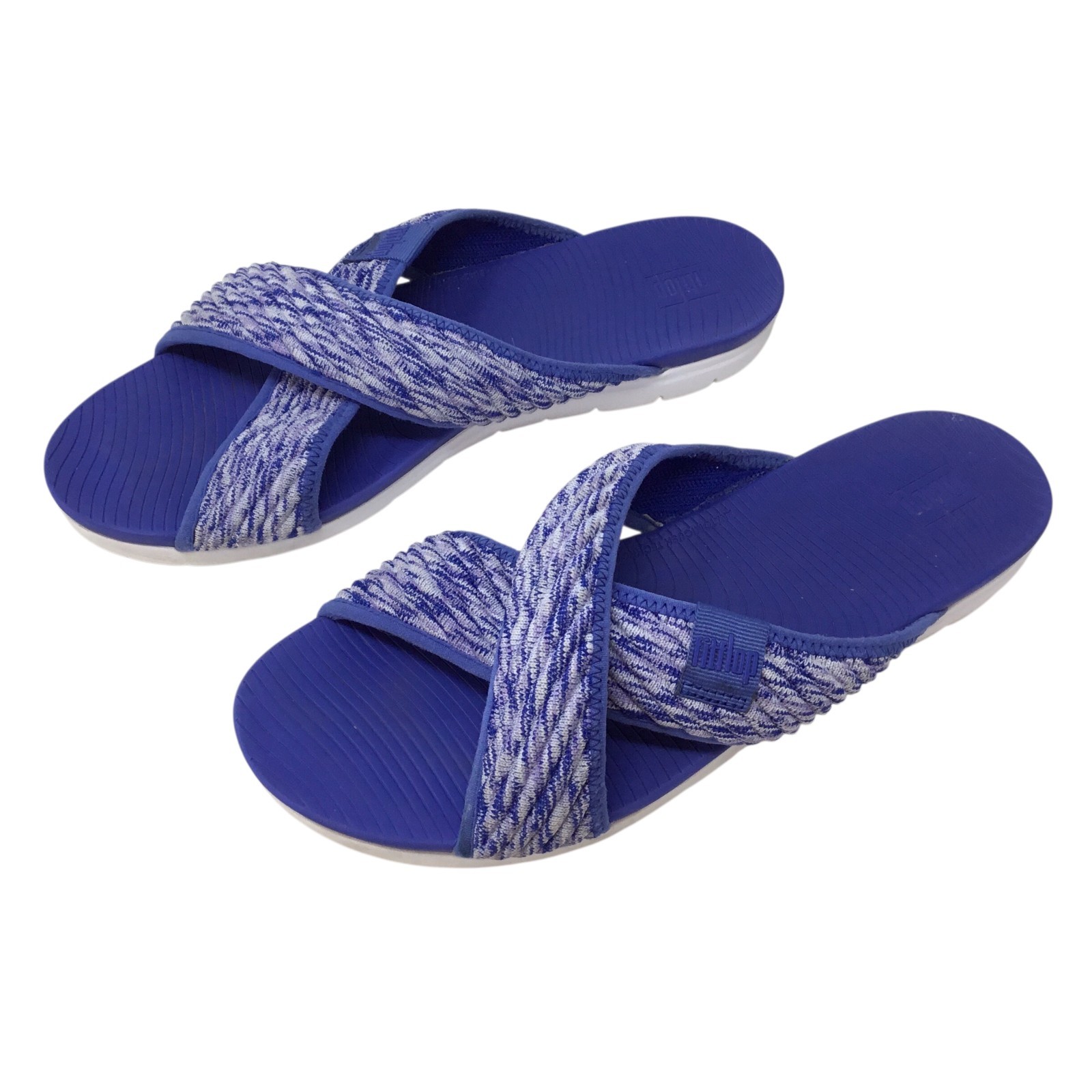 FitFlop Artknit Criss Cross Sandals Slides Comfort Lightweight Blue 085-671