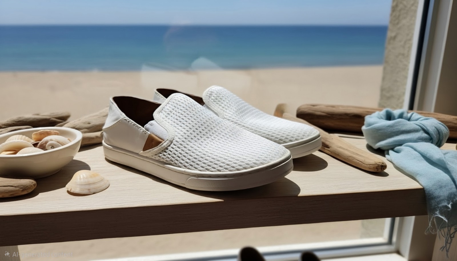 OluKai Pehuea Women’s White Mesh Textile Slip-On Casual Shoes US 6 EU 36