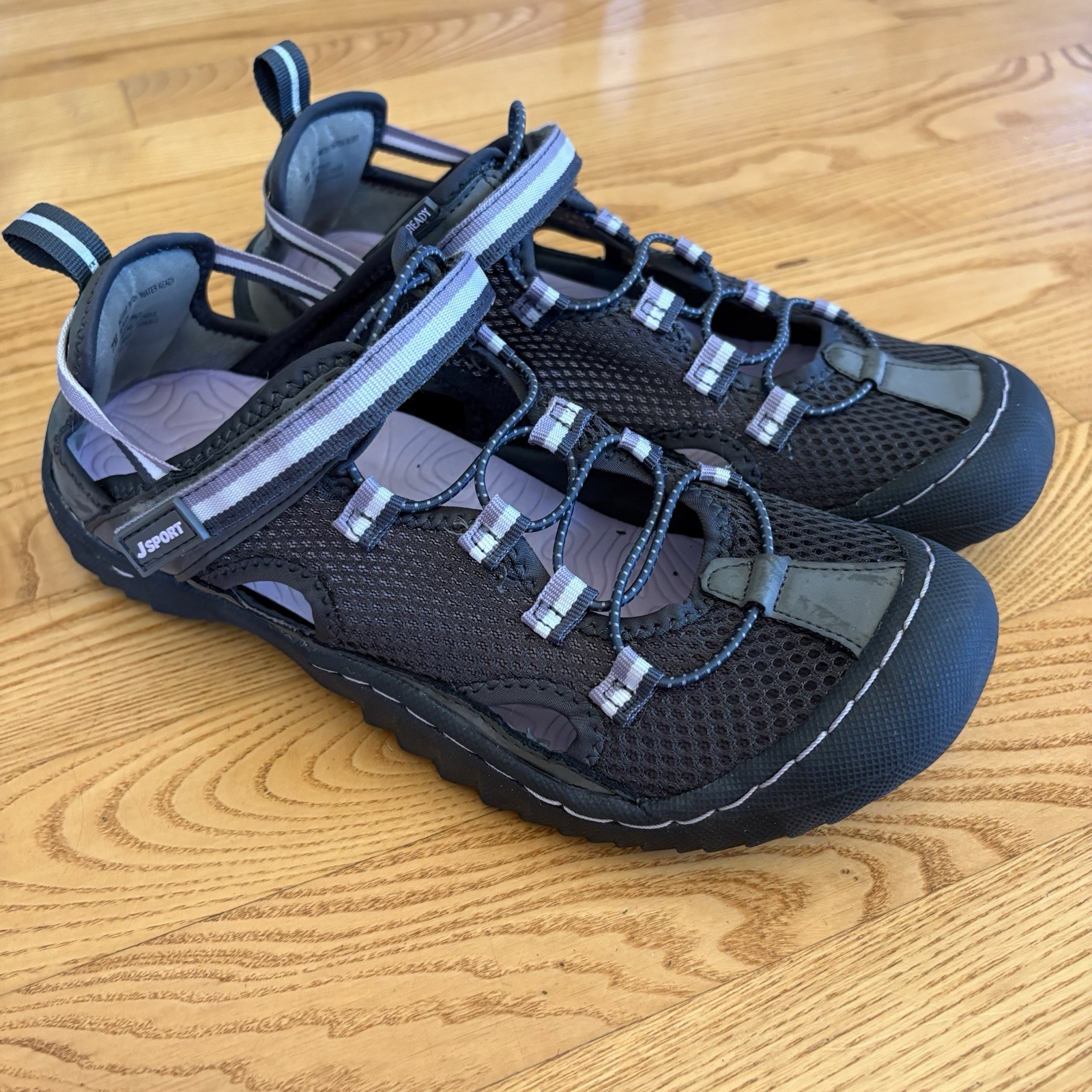 JSport by Jambu womens Jaguar Mesh Sneaker Sandals Dark Grey Orchid Womens Sz 7