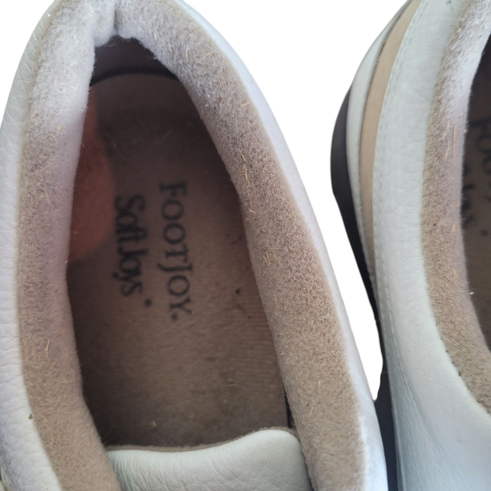 Footjoy Softjoy Leather Lace Up Loafers Shoes Women’s 8.5 White Tan Golf Preppy