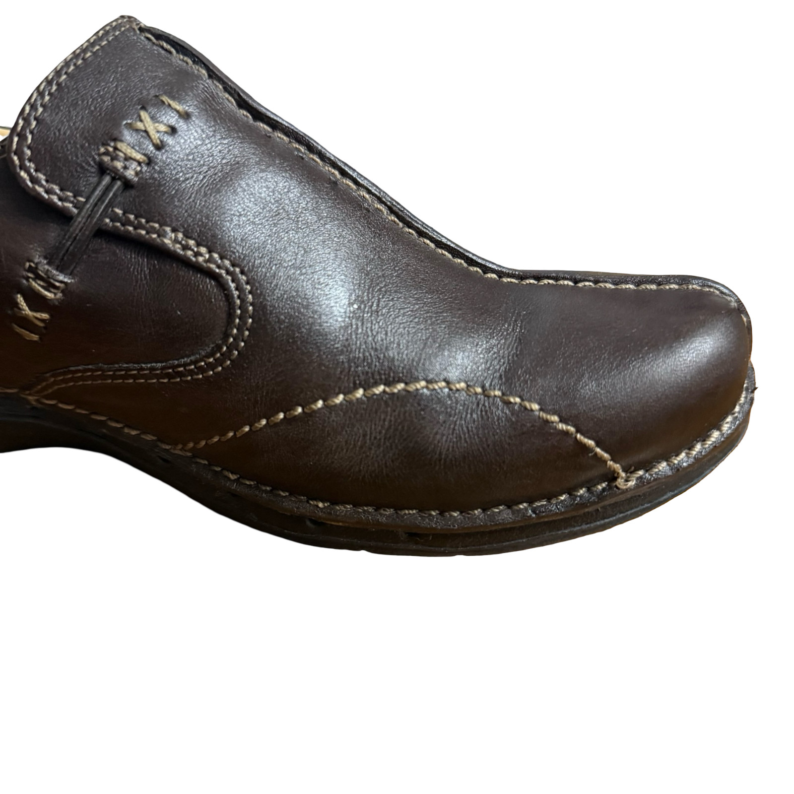 Clarks Un Loop Unstructured Dark Brown Leather Loafers Slip On Comfort Shoes 8 W