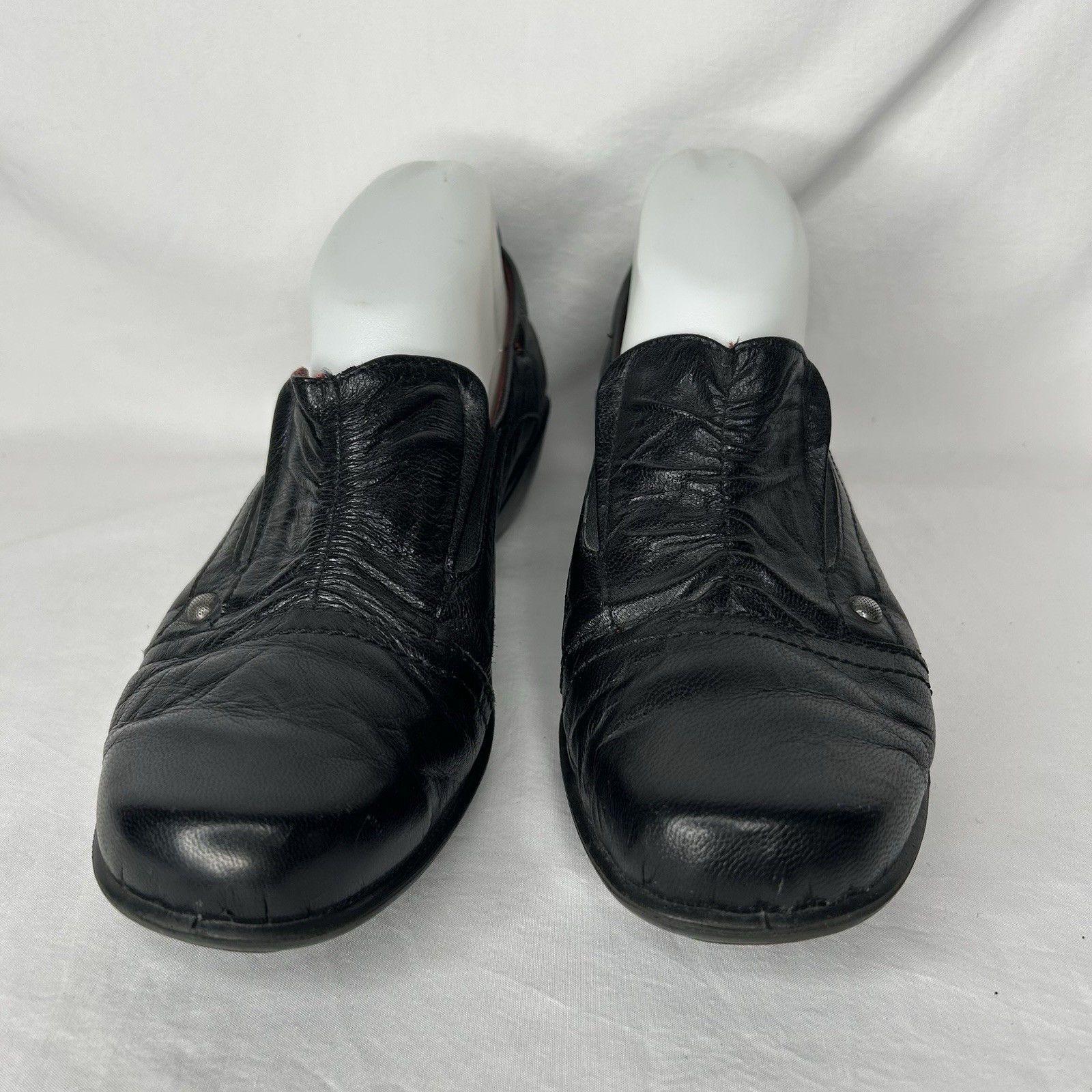 ROMIKA Cassie Wrinkled Black Leather Slip-On Loafers Shoes EU 38 Women’s 7.5