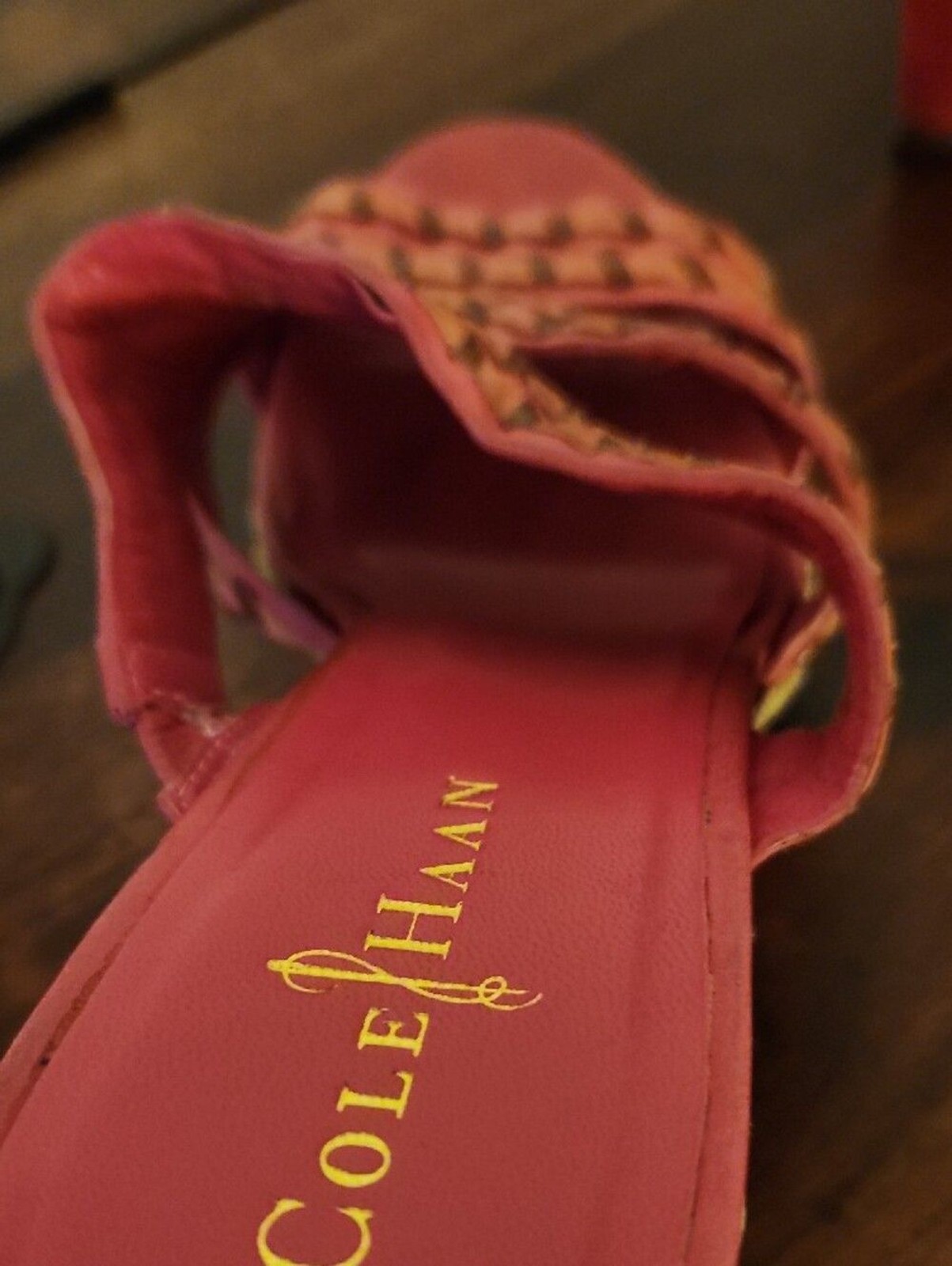 Cole Haan Pink Braided-Strap Slide Mules Sz 8 1/2 B
