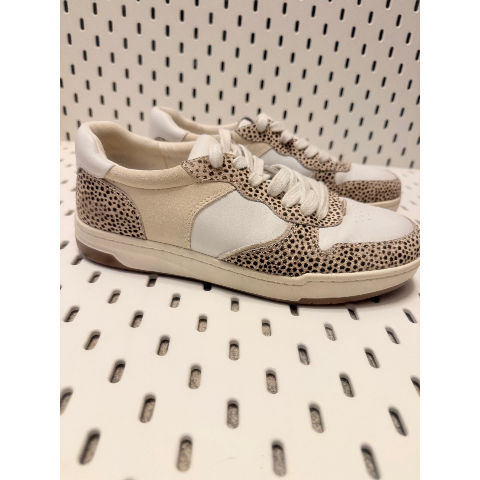 Madewell Court Spotted Calf Hair Sneakers Womens 8 Beige White MD783