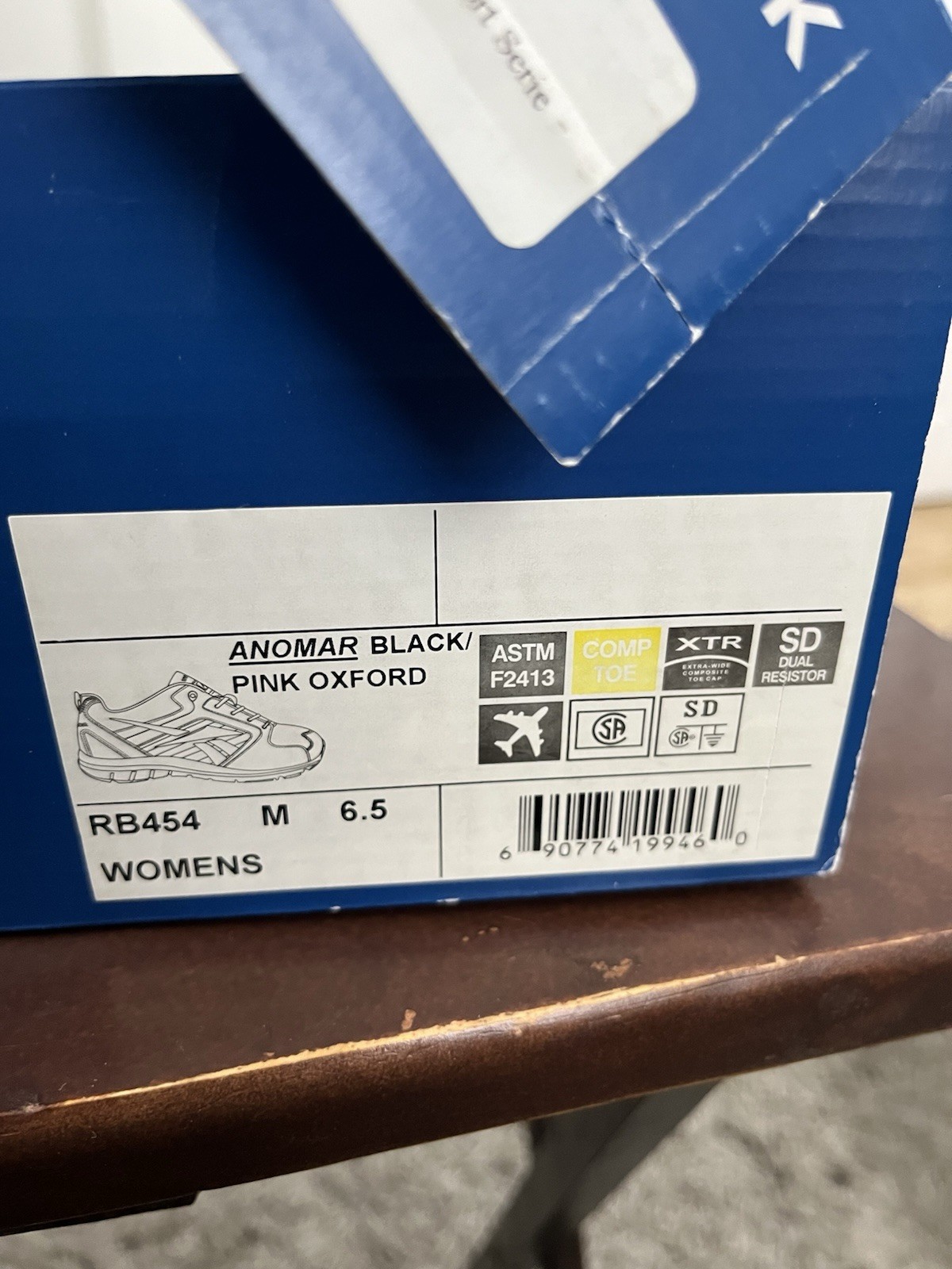 Reebok Work ANOMAR Safety Composite Toe Shoe Women’s 6.5 RB454 Black Pink NIB