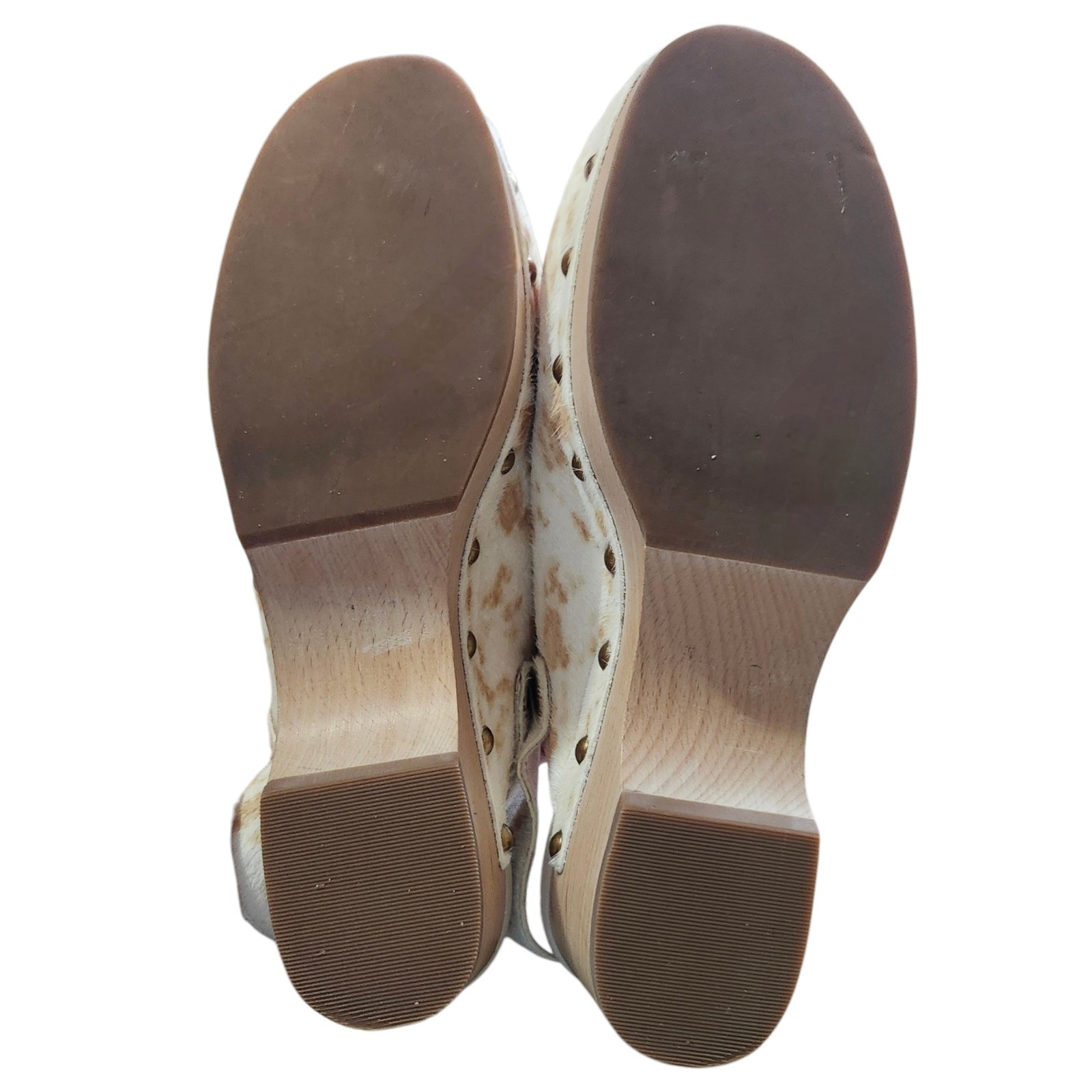 J. Crew Western Calf Hair Convertible Strap Leather Clogs Cow Print Studded