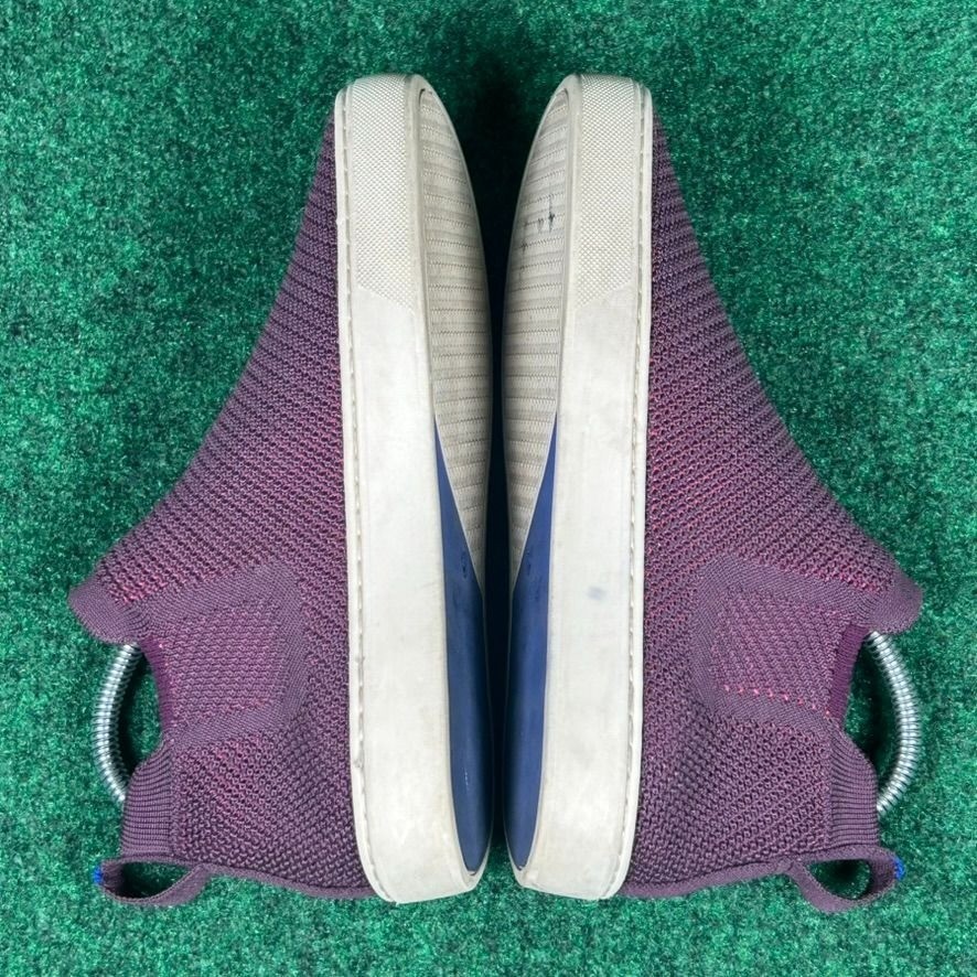 Rothys Sustainable Knit Chelsea Slip On Ankle Sneaker Womens 6.5 Plum White