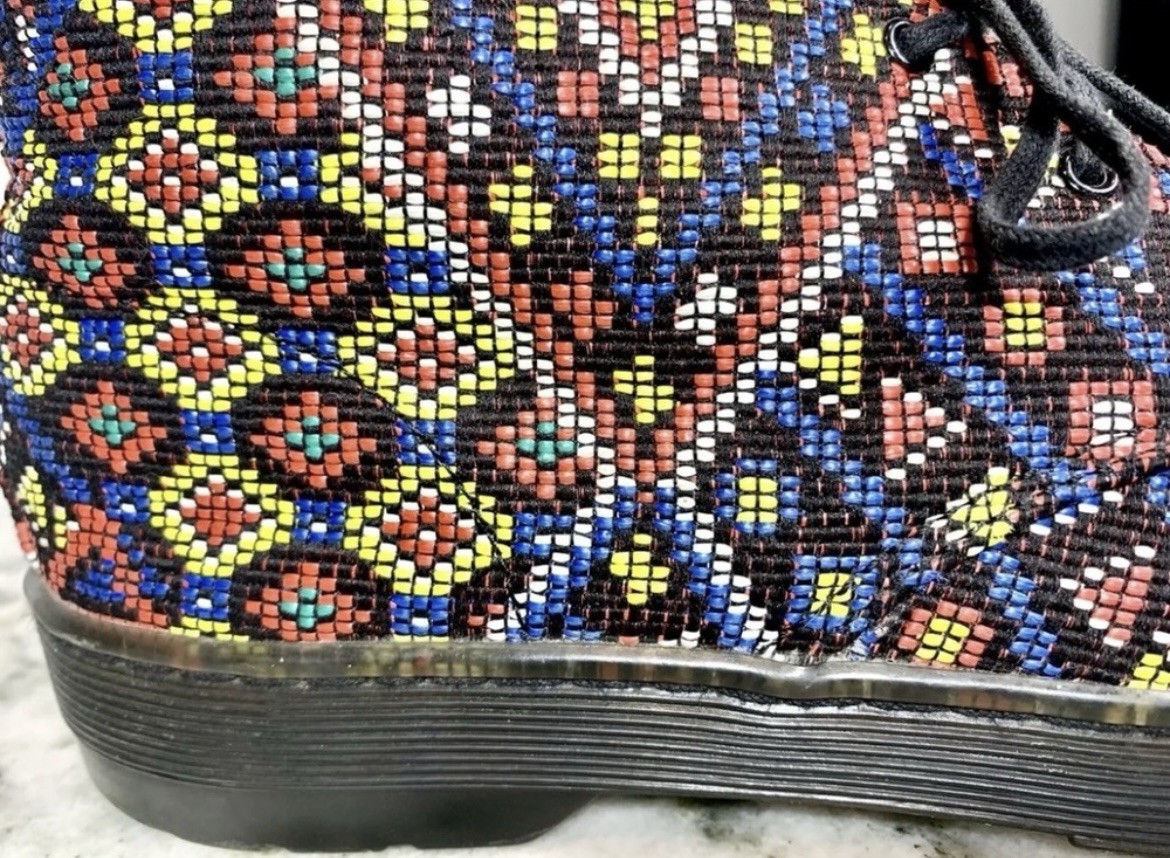 Size 9 – DR MARTENS Daytona Women’s Ankle Boot. Multicolor Woven Aztec Mosaic