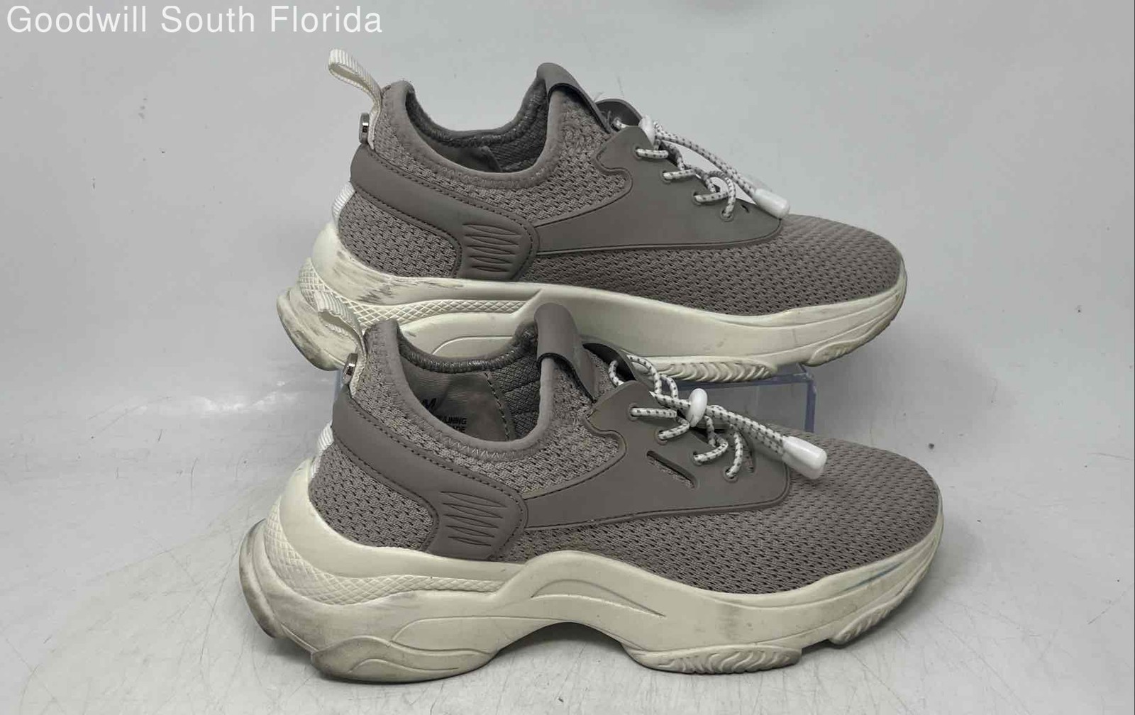 Dnsny Womens Allie Gray Ivory Round Toe Drawstring Sneakers Shoes Size 8 M