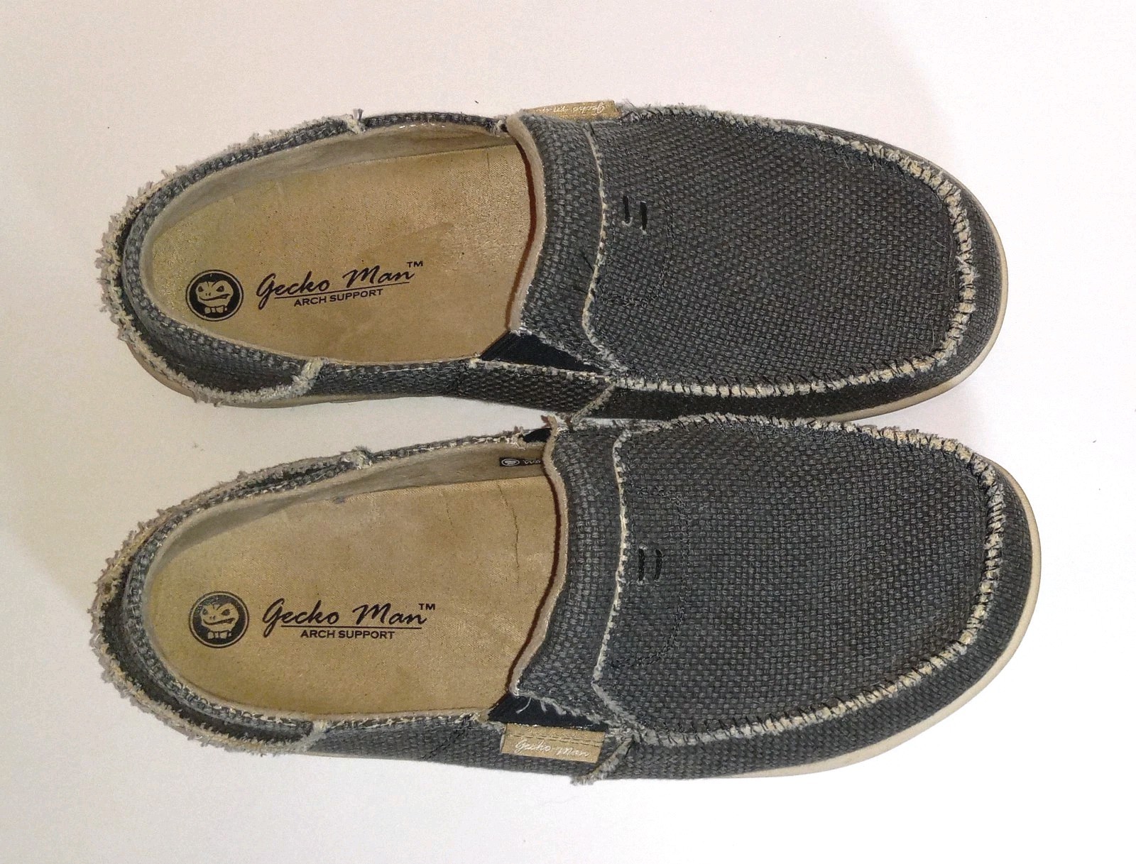 Womens Gray Canvas Shoes Size 9 Gecko Man Casual Slip-on Shoes Arch Support