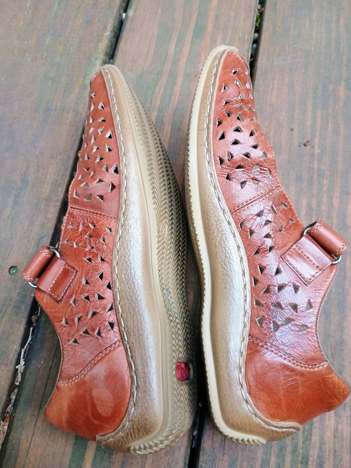 Rieker Shoes Sz 41 Anti-Stress Mary Jane Laser Cut Brown Comfort Shoe