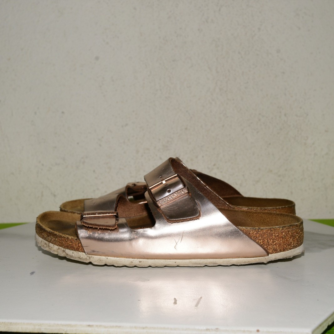 Birkenstock Arizona Leather Metallic Rose Gold Soft Women 41 N