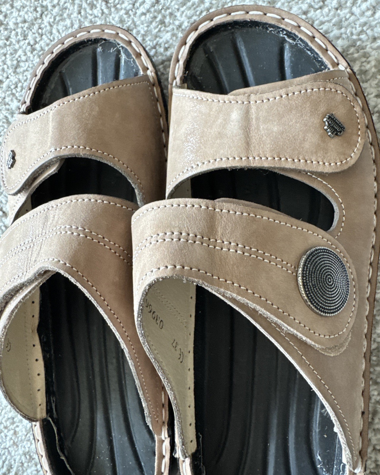 FINN COMFORT Tan Sandals Sansibar Leather Germany Size 6.5-7 US 37 EU — READ