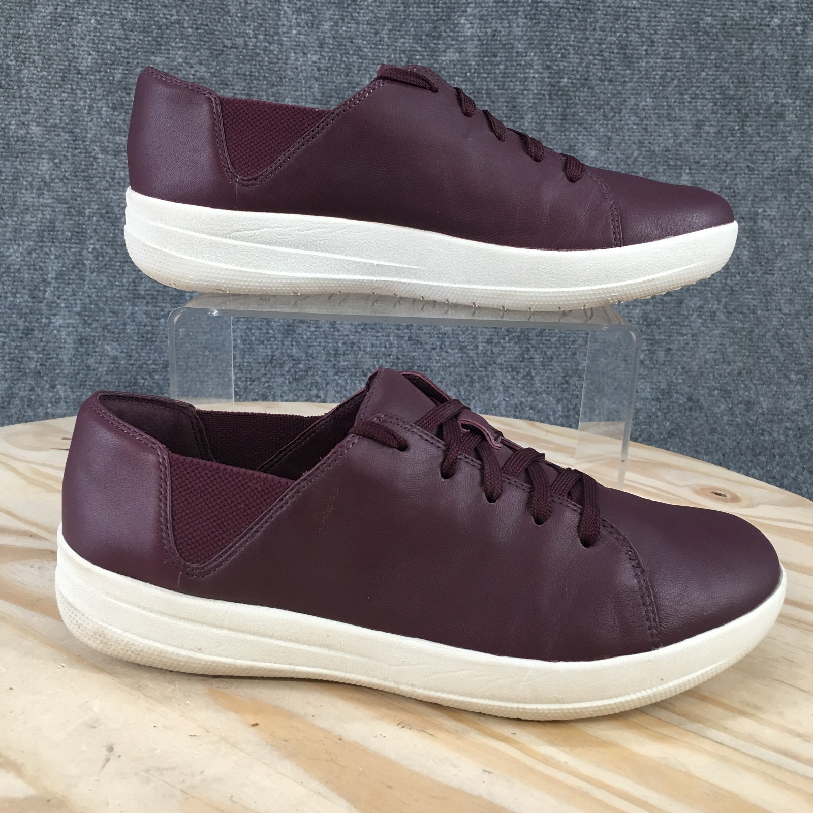 FitFlop Shoes Womens 8 F-Sporty Casual Lace Up Sneakers H55-398 Burgundy Leather